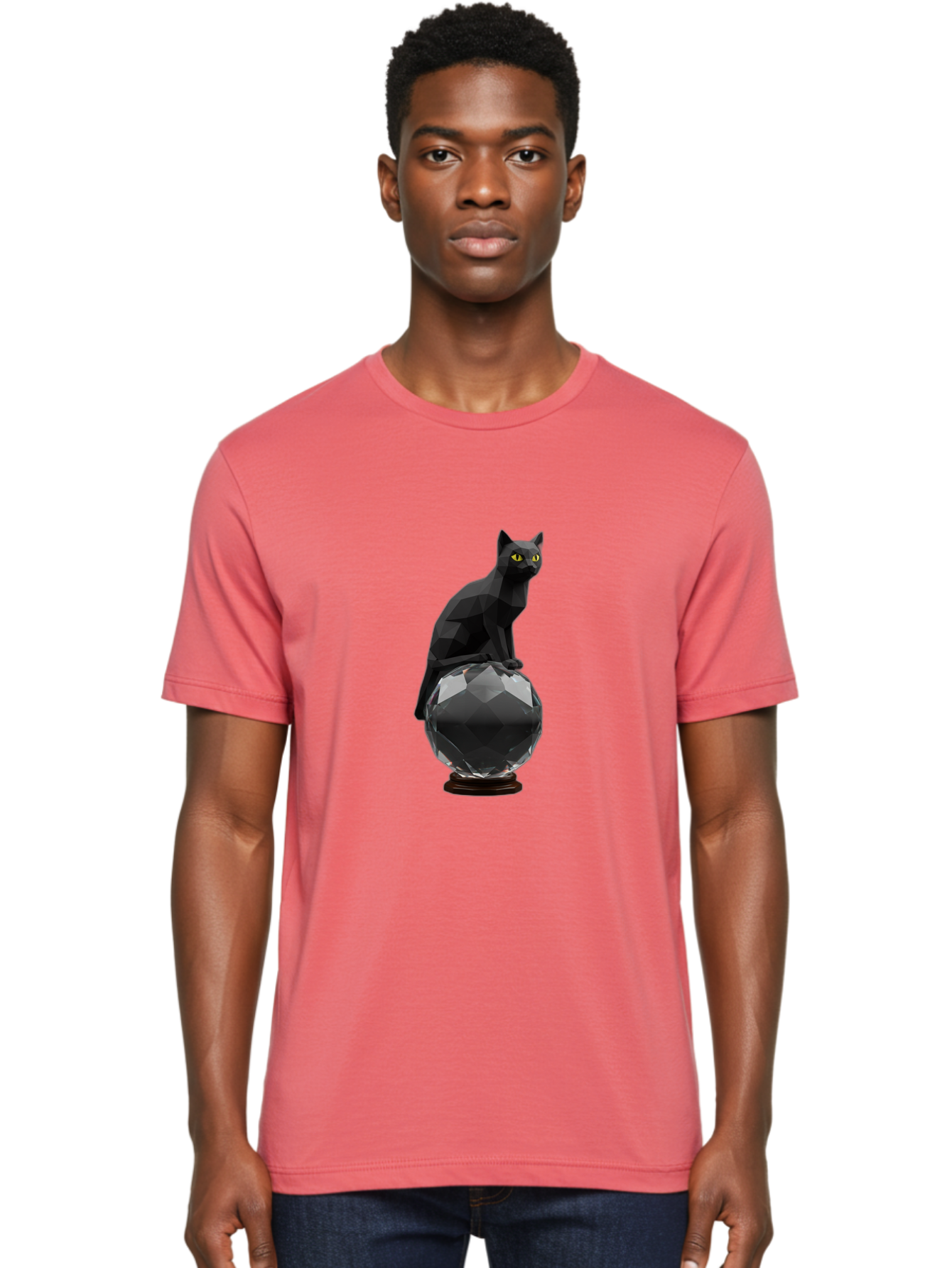 Black-Cat-On-Crystal-Ball Men'S Graphic Tee, 100% Cotton, Comfortable Casual Summer Wear, Machine Washable, Vintage Camera, Old Camera, Antique Camera, Black Camera, Classic Photography, Photography Equipment, Nostalgic Device, Film Camera, Bak065 21