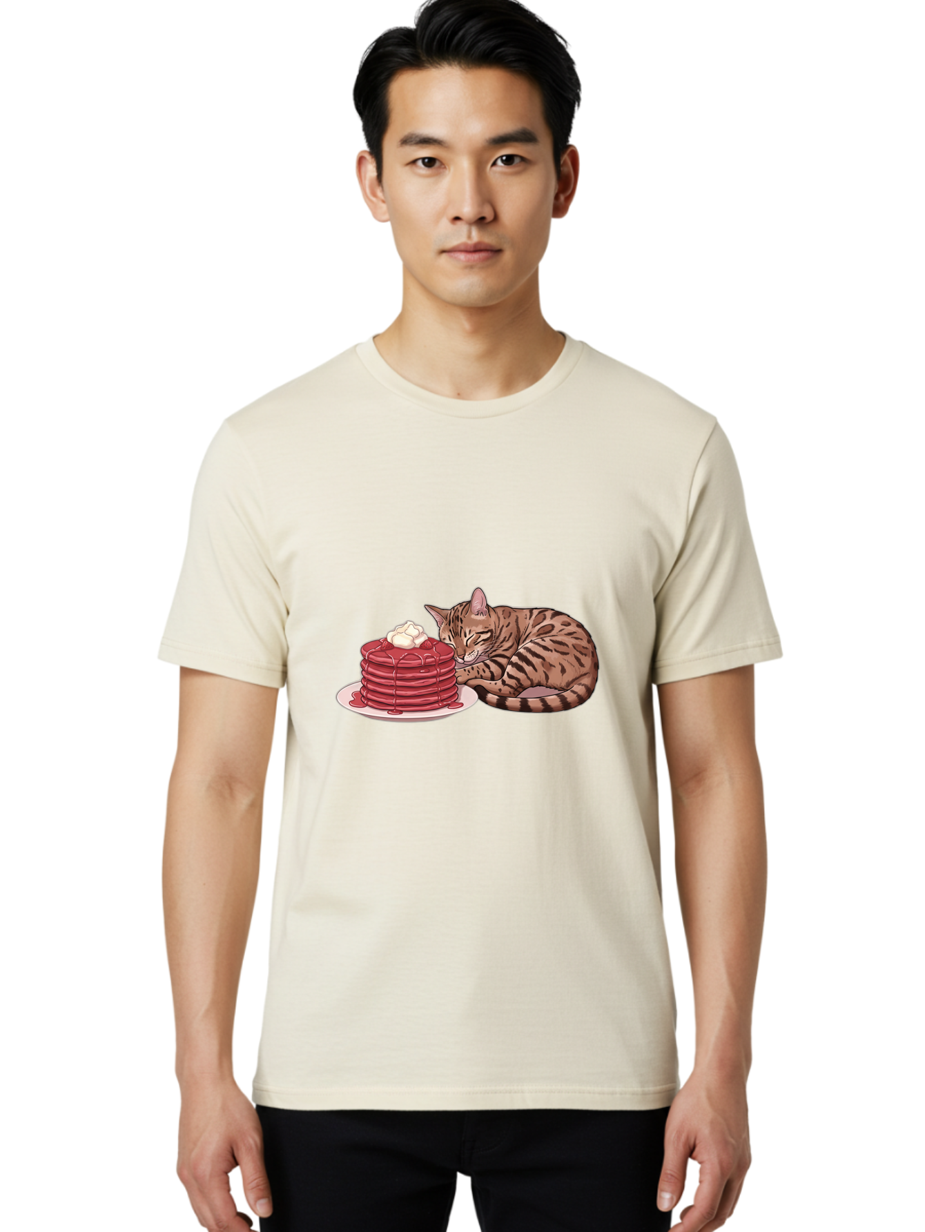 Cat-And-Pancakes-1 Men'S Graphic Tee, 100% Cotton, Comfortable Casual Summer Wear, Machine Washable, Vintage Camera, Old Camera, Antique Camera, Black Camera, Classic Photography, Photography Equipment, Nostalgic Device, Film Camera, Bak184 17