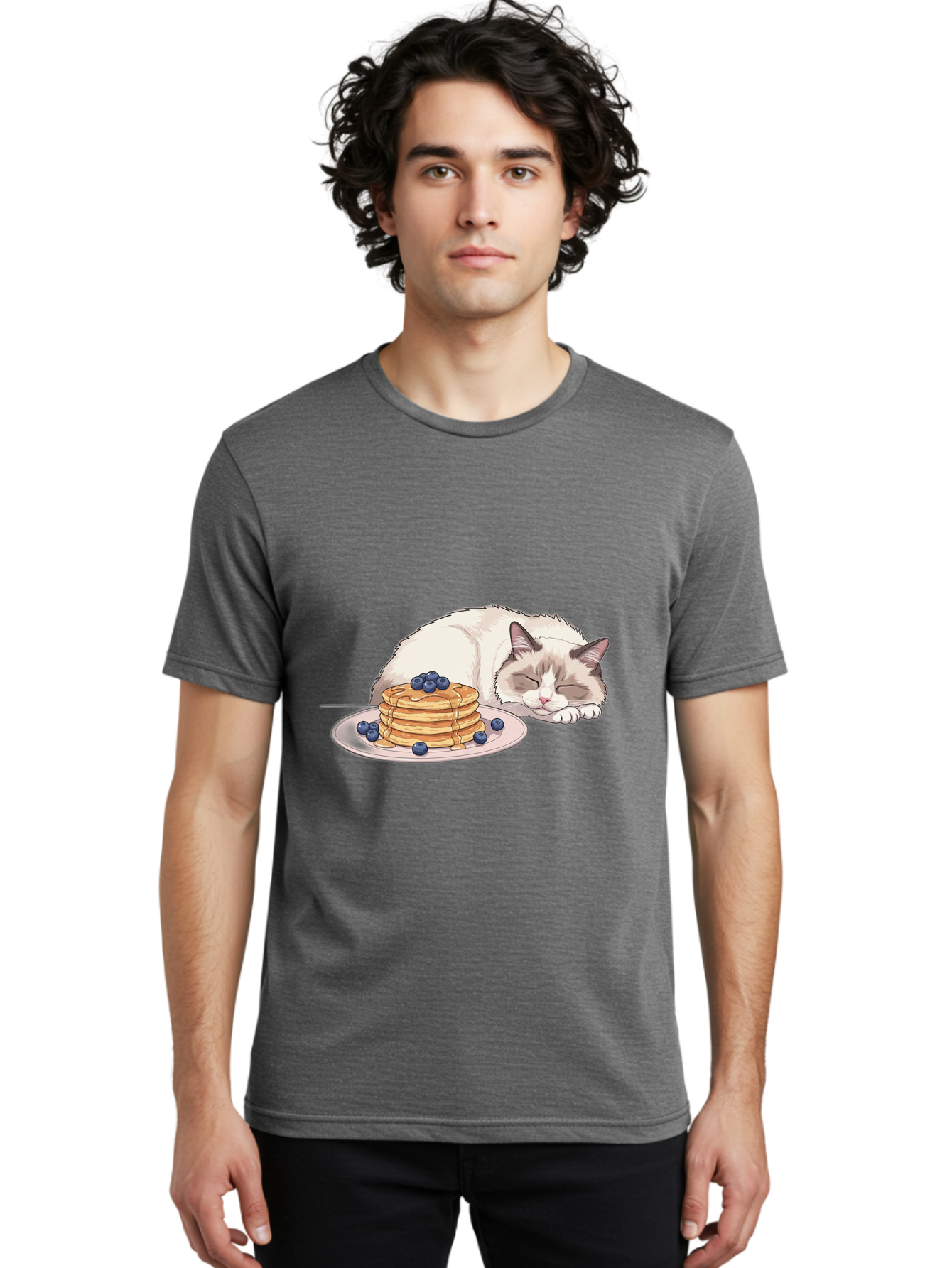 Cat-And-Pancakes-2 Men'S Graphic Tee, 100% Cotton, Comfortable Casual Summer Wear, Machine Washable, Vintage Camera, Old Camera, Antique Camera, Black Camera, Classic Photography, Photography Equipment, Nostalgic Device, Film Camera, Bak185 17