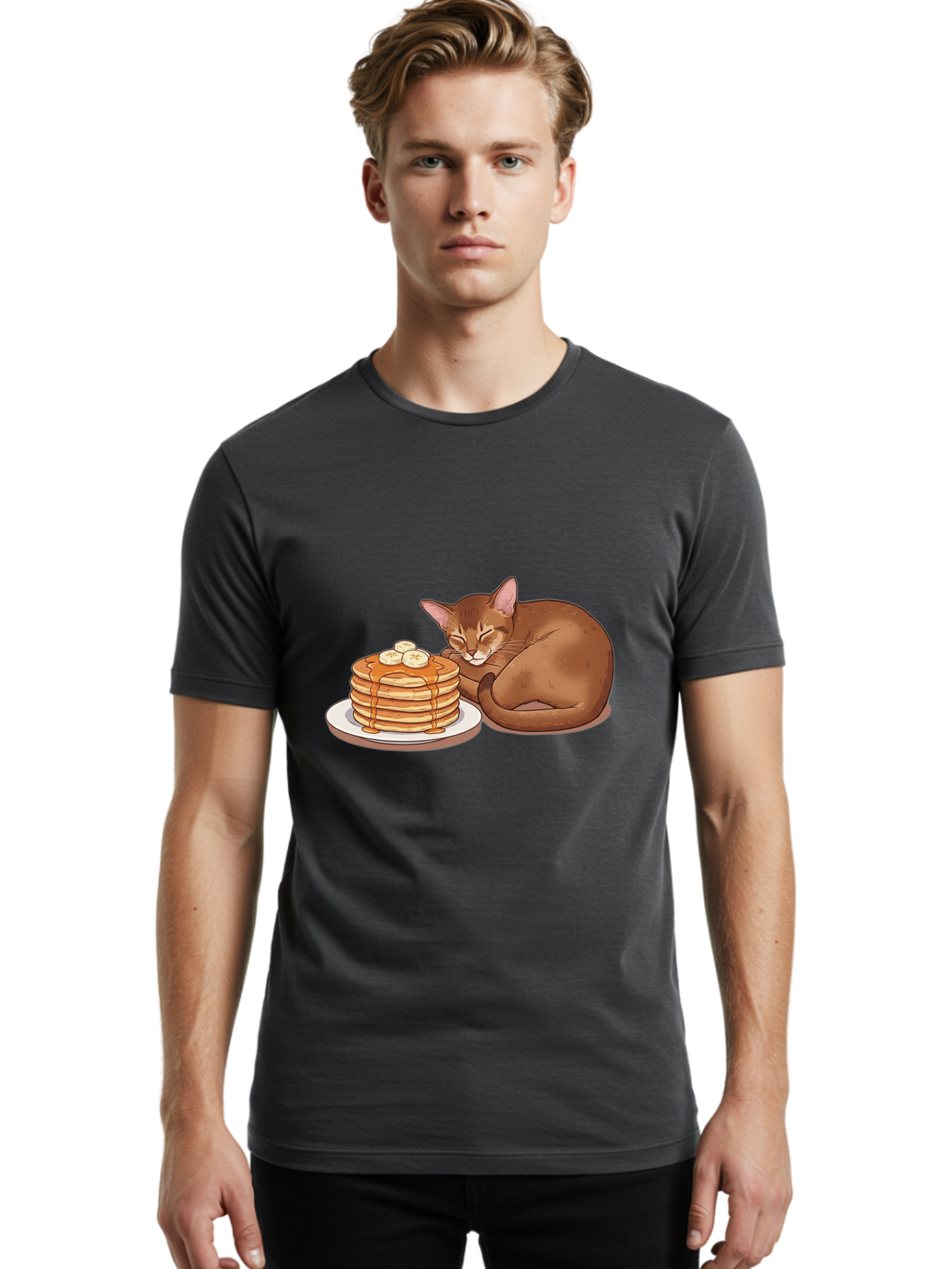 Cat-And-Pancakes-3 Men'S Graphic Tee, 100% Cotton, Comfortable Casual Summer Wear, Machine Washable, Vintage Camera, Old Camera, Antique Camera, Black Camera, Classic Photography, Photography Equipment, Nostalgic Device, Film Camera, Bak186 20