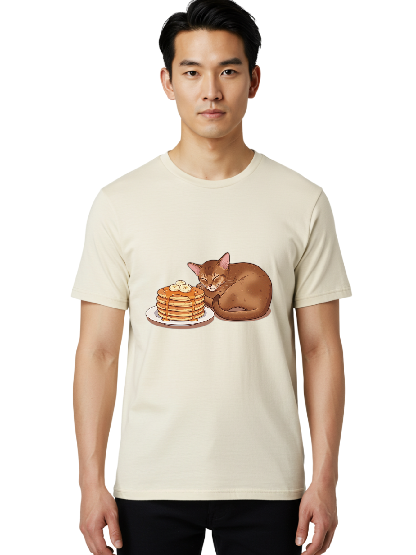 Cat-And-Pancakes-3 Men'S Graphic Tee, 100% Cotton, Comfortable Casual Summer Wear, Machine Washable, Vintage Camera, Old Camera, Antique Camera, Black Camera, Classic Photography, Photography Equipment, Nostalgic Device, Film Camera, Bak186 18