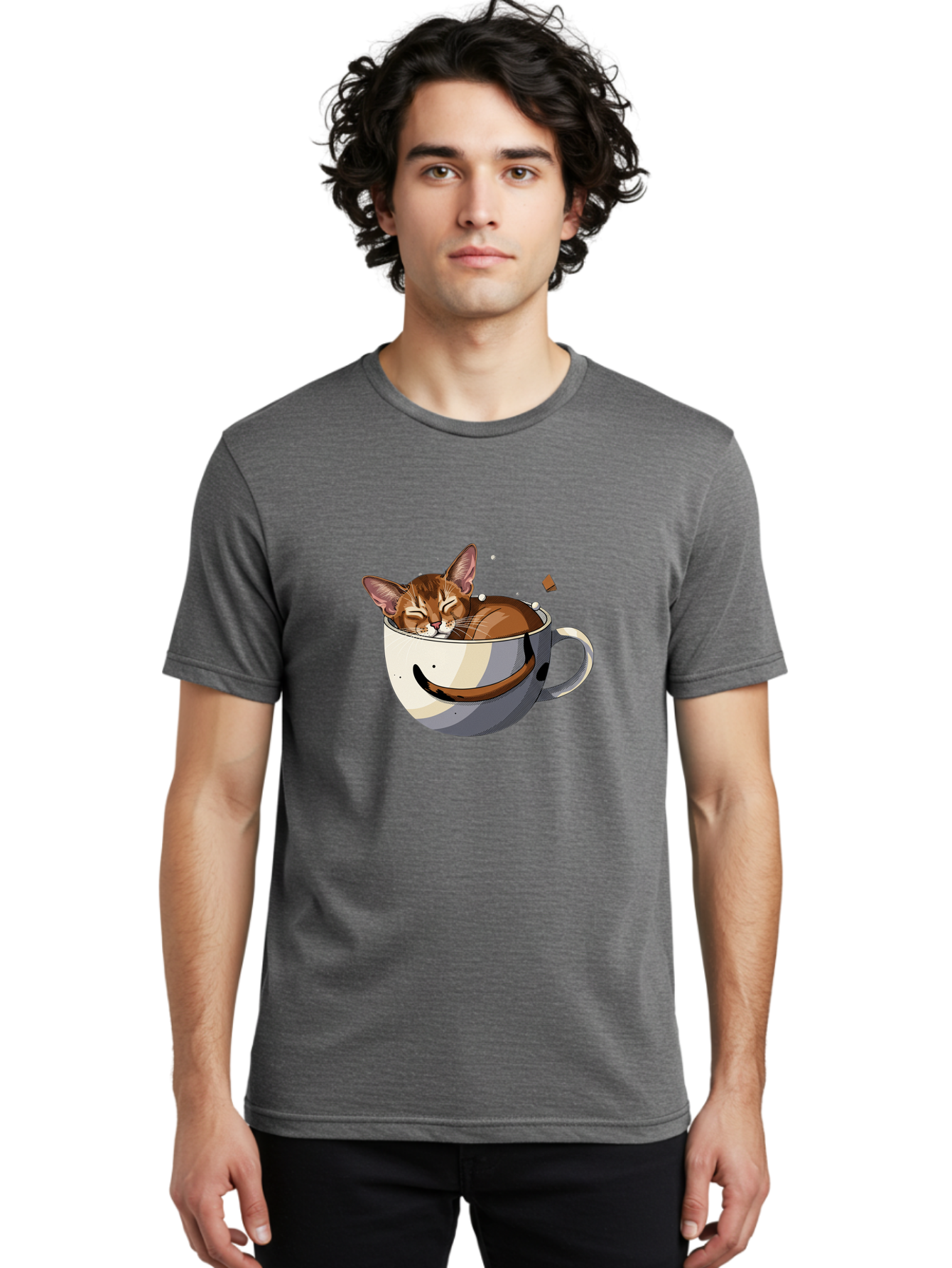 Cat-In-Coffee-Cup-3 Men'S Graphic Tee, 100% Cotton, Comfortable Casual Summer Wear, Machine Washable, Vintage Camera, Old Camera, Antique Camera, Black Camera, Classic Photography, Photography Equipment, Nostalgic Device, Film Camera, Bak195 28