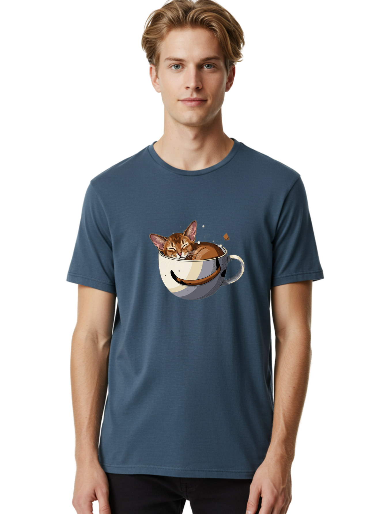 Cat-In-Coffee-Cup-3 Men'S Graphic Tee, 100% Cotton, Comfortable Casual Summer Wear, Machine Washable, Vintage Camera, Old Camera, Antique Camera, Black Camera, Classic Photography, Photography Equipment, Nostalgic Device, Film Camera, Bak195 19