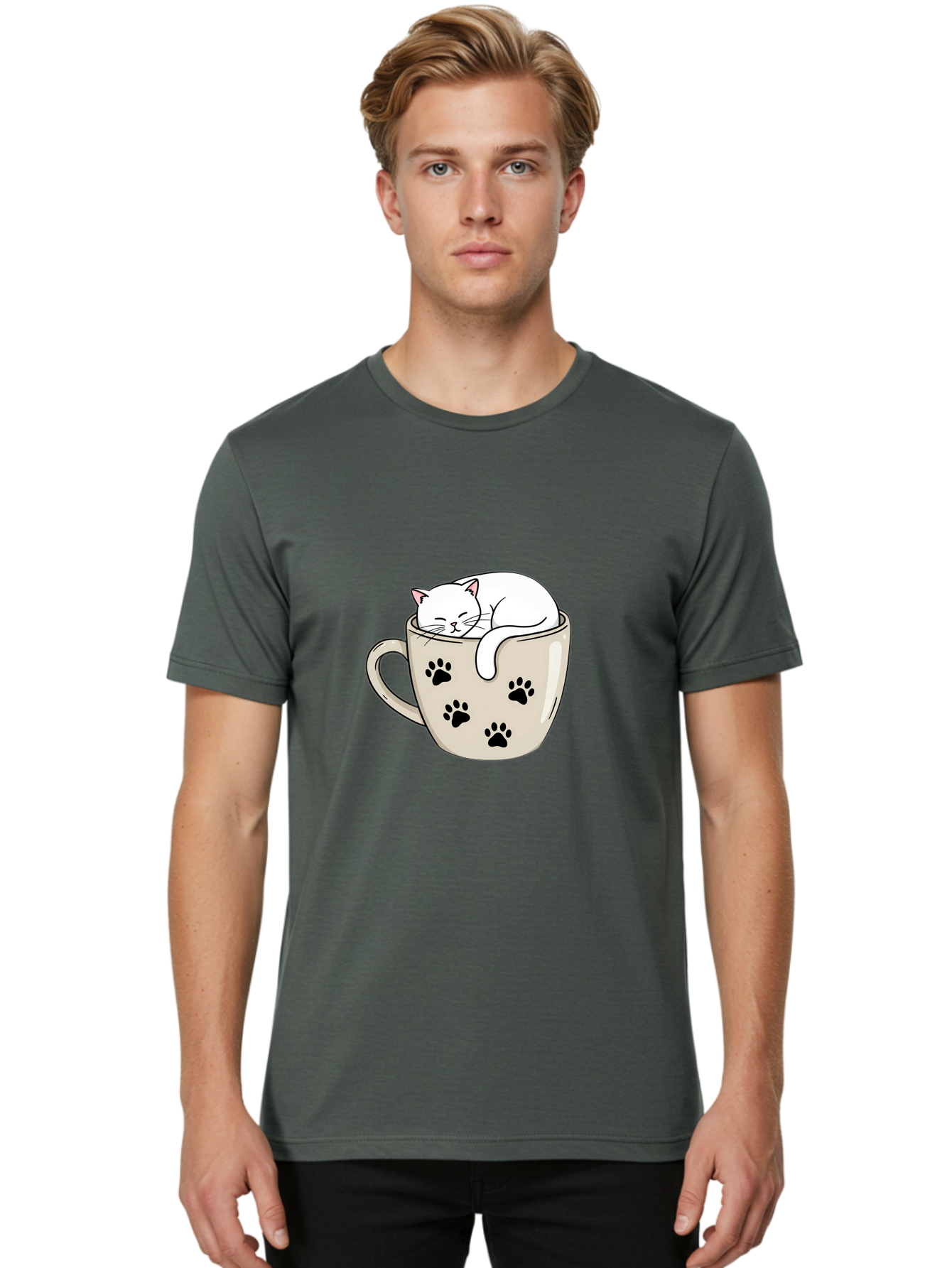 Cat-In-Coffee-Cup Men'S Graphic Tee, 100% Cotton, Comfortable Casual Summer Wear, Machine Washable, Vintage Camera, Old Camera, Antique Camera, Black Camera, Classic Photography, Photography Equipment, Nostalgic Device, Film Camera, Camera Art Bak196 22