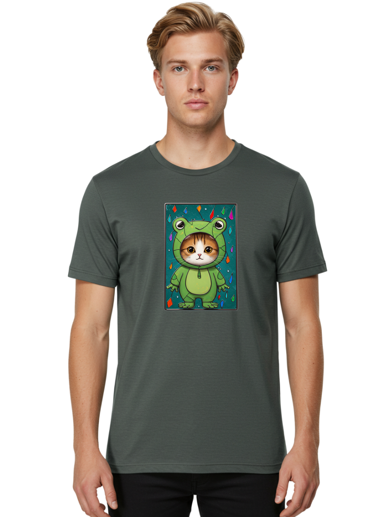 Cat-In-Frog-Costume-6 Men'S Graphic Tee, 100% Cotton, Comfortable Casual Summer Wear, Machine Washable, Vintage Camera, Old Camera, Antique Camera, Black Camera, Classic Photography, Photography Equipment, Nostalgic Device, Film Camera, Bak203 25