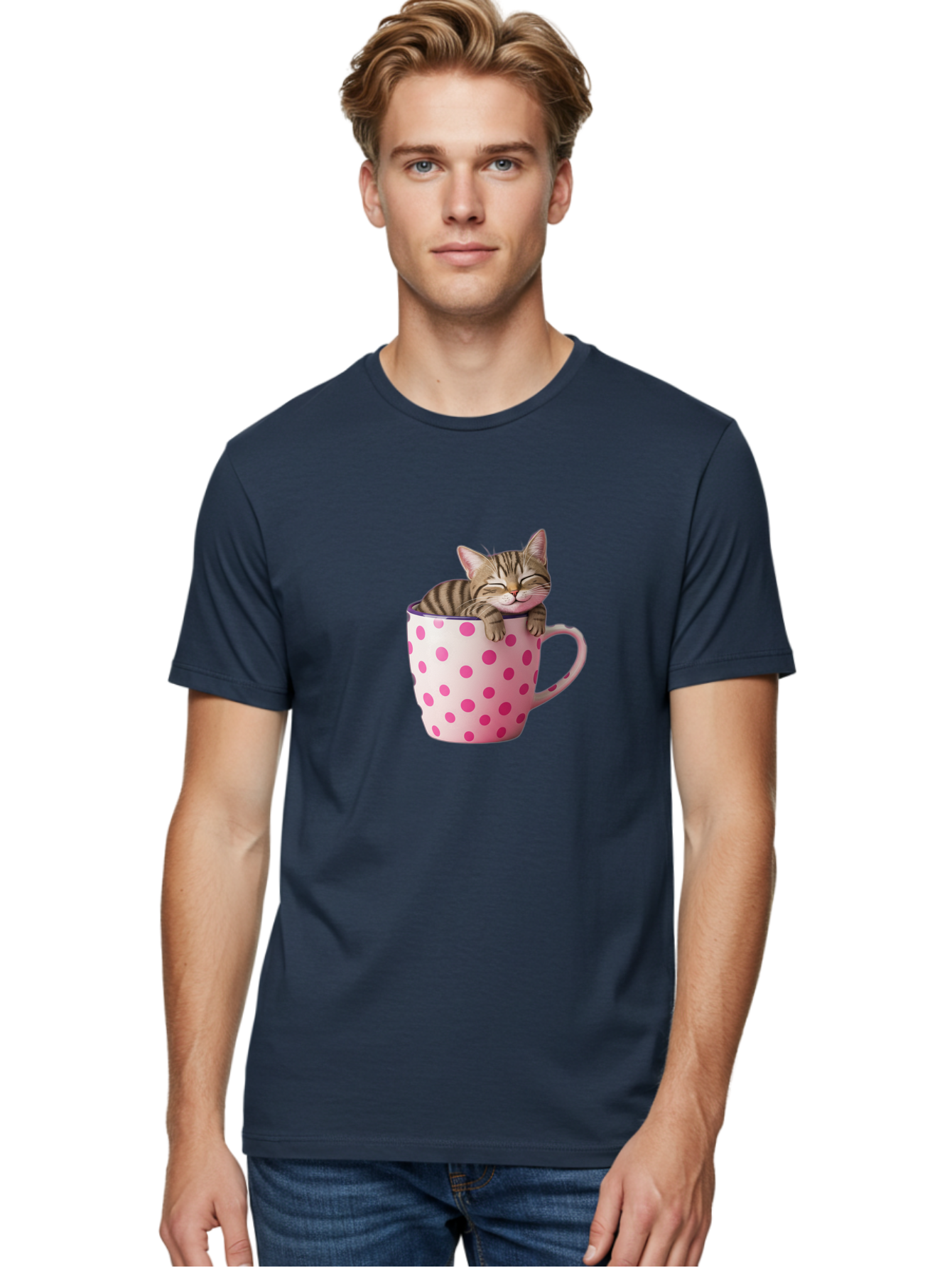 Cat-In-Polka-Dot-Mug Men'S Graphic Tee, 100% Cotton, Comfortable Casual Summer Wear, Machine Washable, Vintage Camera, Old Camera, Antique Camera, Black Camera, Classic Photography, Photography Equipment, Nostalgic Device, Film Camera, Bak206 30