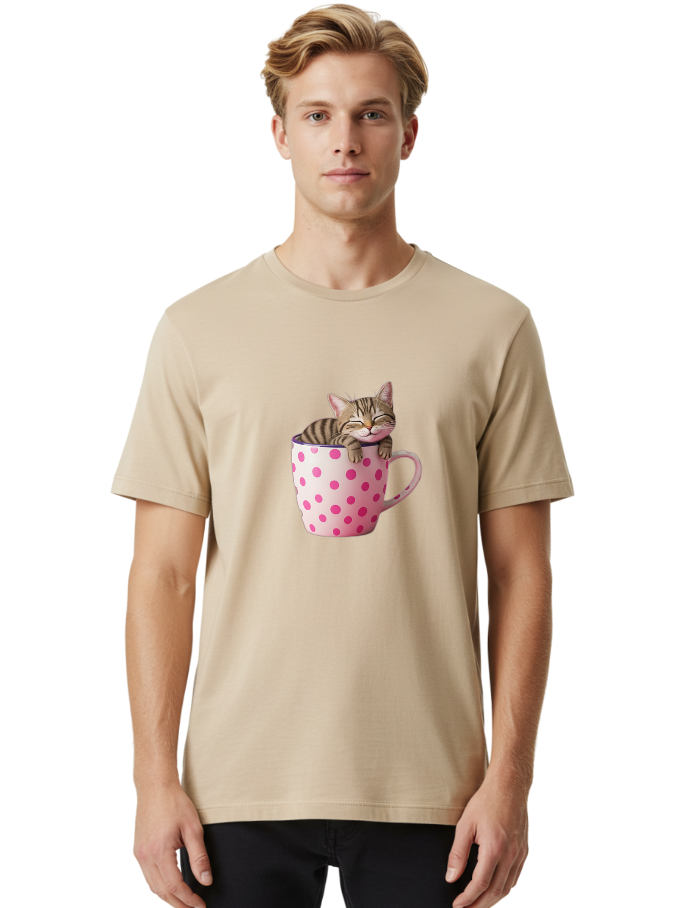 Cat-In-Polka-Dot-Mug Men'S Graphic Tee, 100% Cotton, Comfortable Casual Summer Wear, Machine Washable, Vintage Camera, Old Camera, Antique Camera, Black Camera, Classic Photography, Photography Equipment, Nostalgic Device, Film Camera, Bak206 24