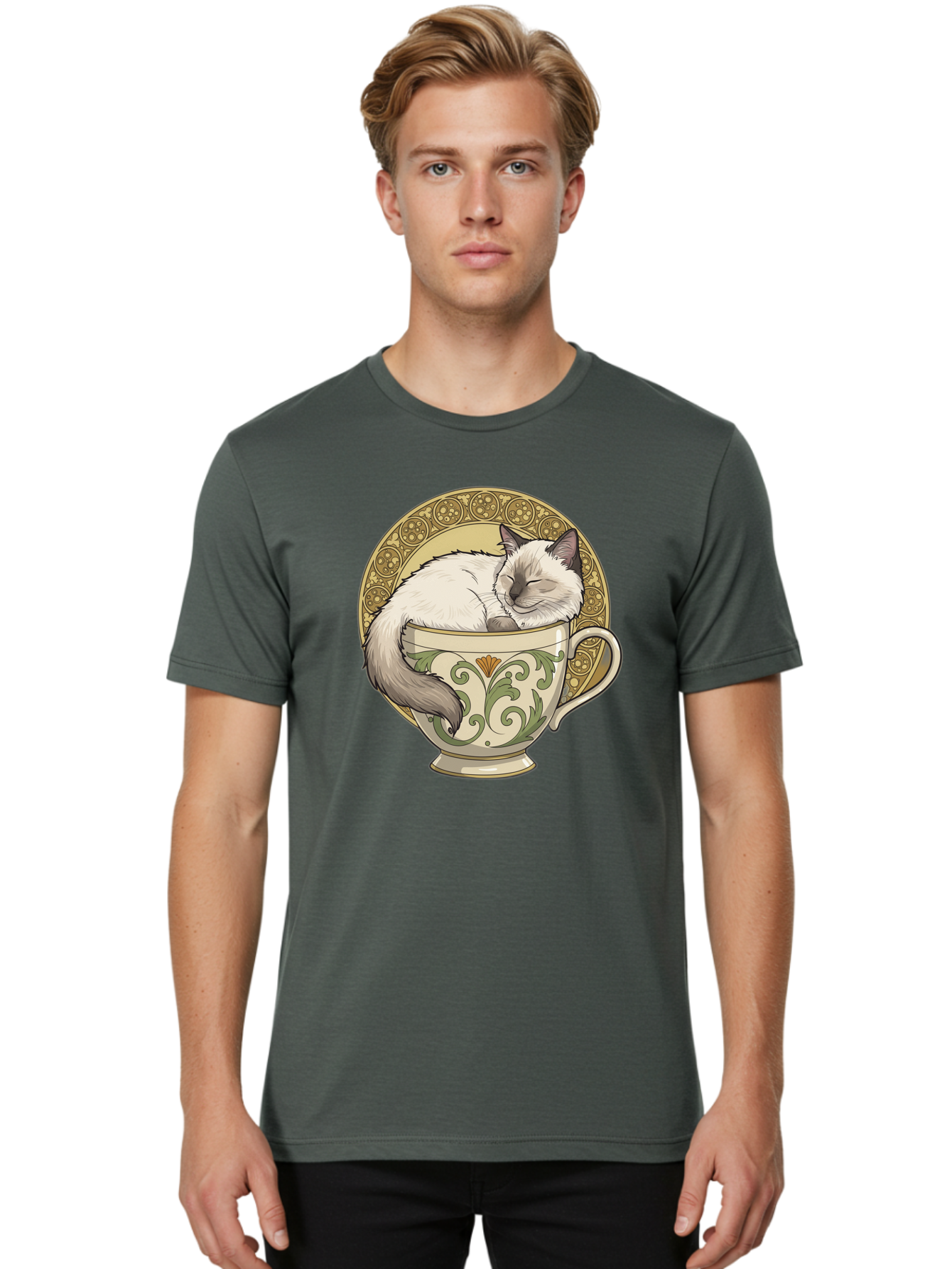 Cat-In-Tea-Cup-1 Men'S Graphic Tee, 100% Cotton, Comfortable Casual Summer Wear, Machine Washable, Vintage Camera, Old Camera, Antique Camera, Black Camera, Classic Photography, Photography Equipment, Nostalgic Device, Film Camera, Camera Art Bak209 28