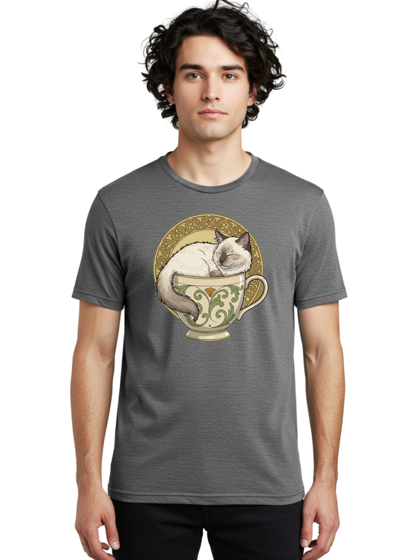 Cat-In-Tea-Cup-1 Men'S Graphic Tee, 100% Cotton, Comfortable Casual Summer Wear, Machine Washable, Vintage Camera, Old Camera, Antique Camera, Black Camera, Classic Photography, Photography Equipment, Nostalgic Device, Film Camera, Camera Art Bak209 19