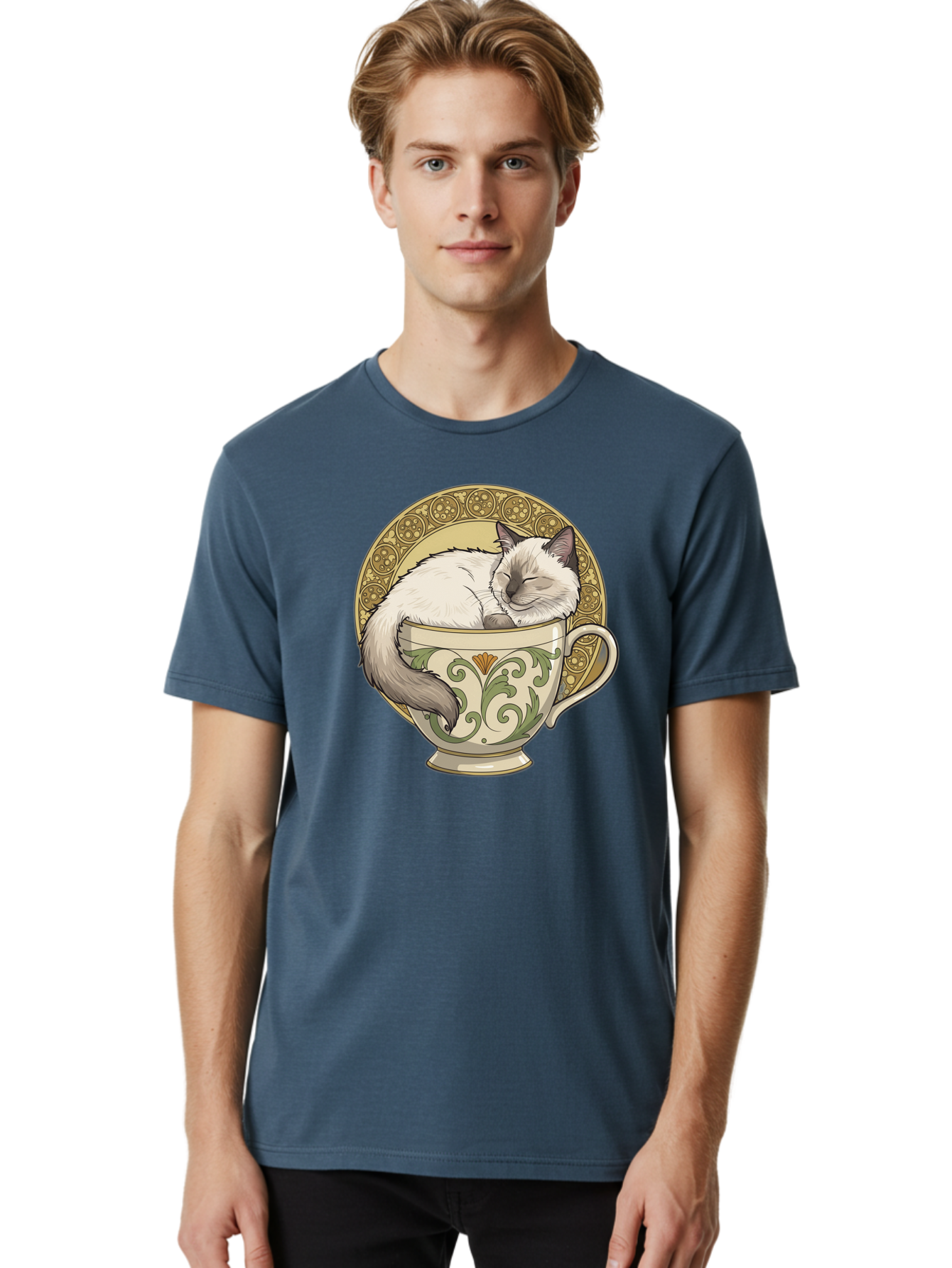 Cat-In-Tea-Cup-1 Men'S Graphic Tee, 100% Cotton, Comfortable Casual Summer Wear, Machine Washable, Vintage Camera, Old Camera, Antique Camera, Black Camera, Classic Photography, Photography Equipment, Nostalgic Device, Film Camera, Camera Art Bak209 16