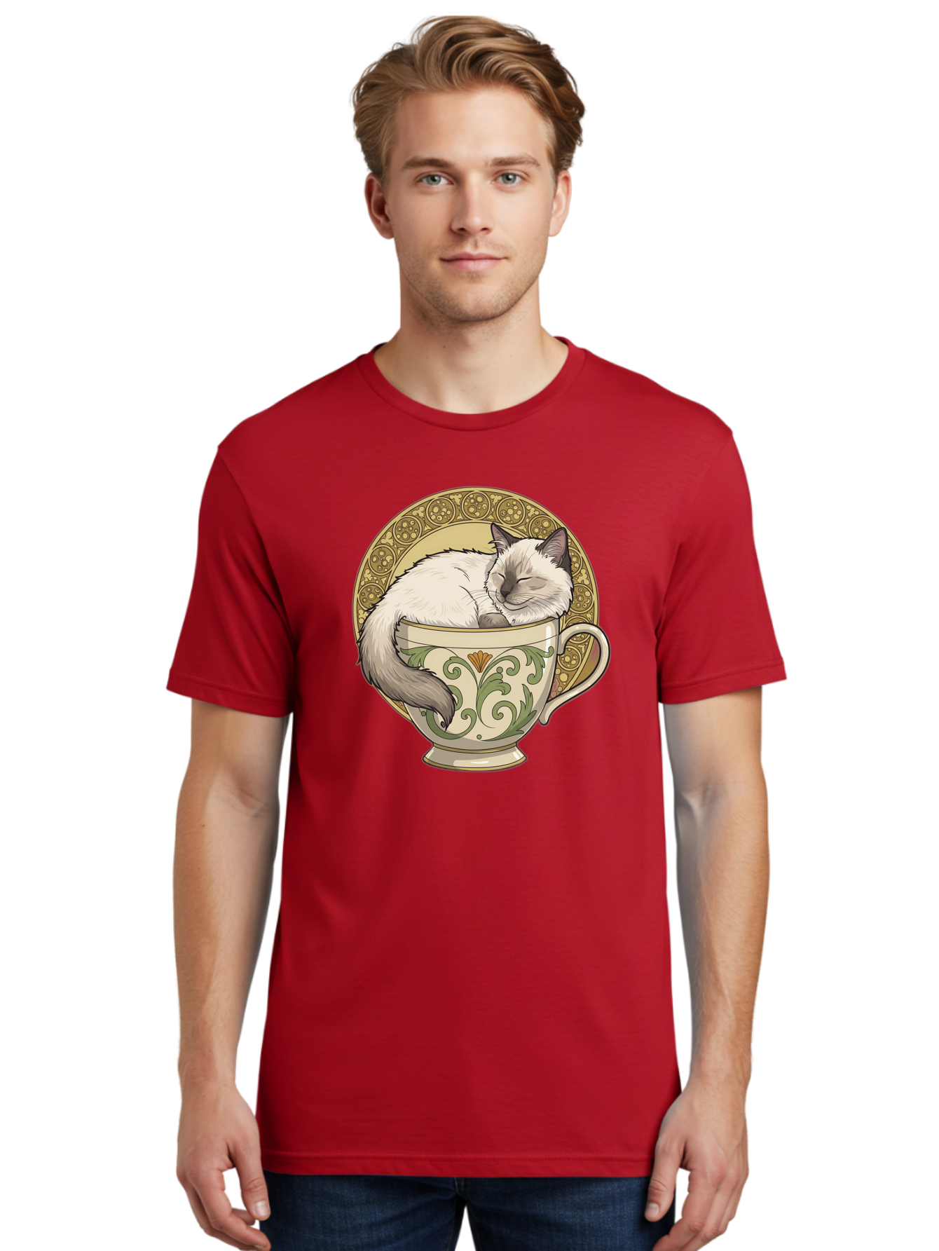 Cat-In-Tea-Cup-1 Men'S Graphic Tee, 100% Cotton, Comfortable Casual Summer Wear, Machine Washable, Vintage Camera, Old Camera, Antique Camera, Black Camera, Classic Photography, Photography Equipment, Nostalgic Device, Film Camera, Camera Art Bak209 24