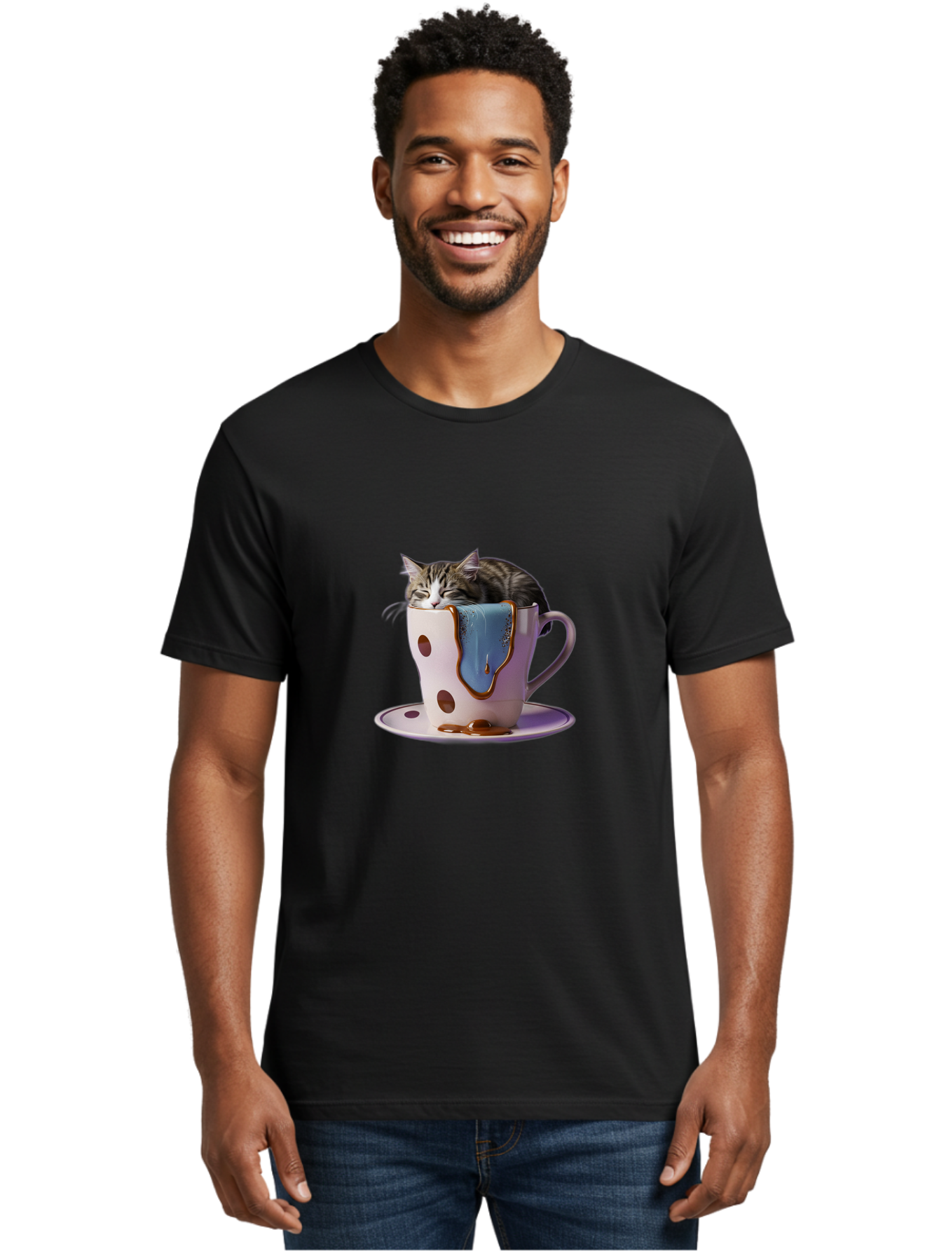 Cat-In-Tea-Cup-2 Men'S Graphic Tee, 100% Cotton, Comfortable Casual Summer Wear, Machine Washable, Vintage Camera, Old Camera, Antique Camera, Black Camera, Classic Photography, Photography Equipment, Nostalgic Device, Film Camera, Camera Art Bak210 27