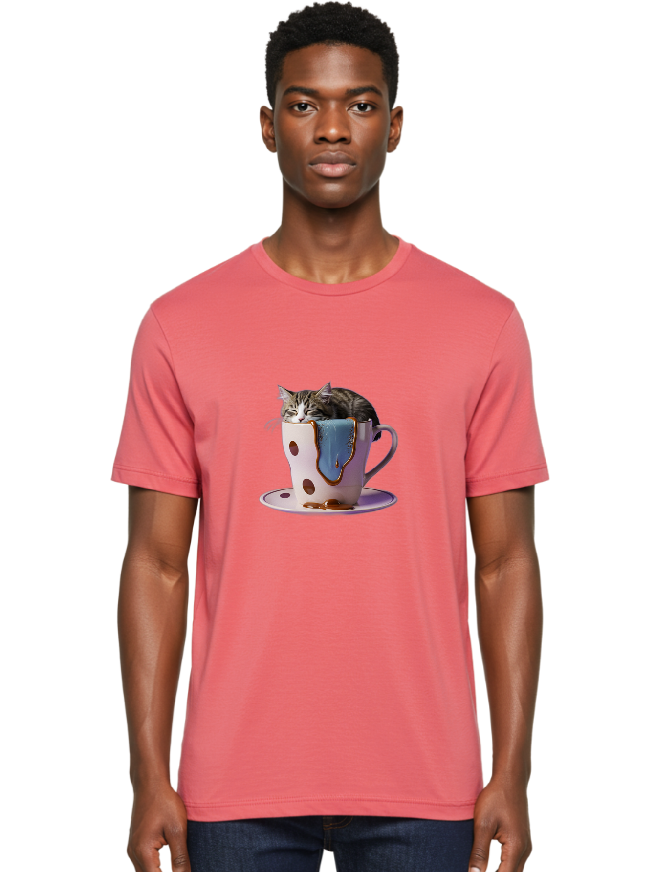 Cat-In-Tea-Cup-2 Men'S Graphic Tee, 100% Cotton, Comfortable Casual Summer Wear, Machine Washable, Vintage Camera, Old Camera, Antique Camera, Black Camera, Classic Photography, Photography Equipment, Nostalgic Device, Film Camera, Camera Art Bak210 26