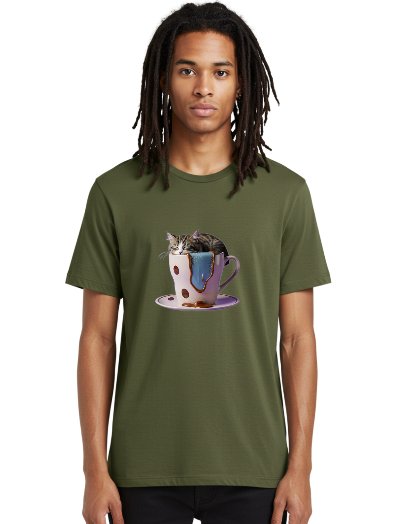 Cat-In-Tea-Cup-2 Men'S Graphic Tee, 100% Cotton, Comfortable Casual Summer Wear, Machine Washable, Vintage Camera, Old Camera, Antique Camera, Black Camera, Classic Photography, Photography Equipment, Nostalgic Device, Film Camera, Camera Art Bak210 30