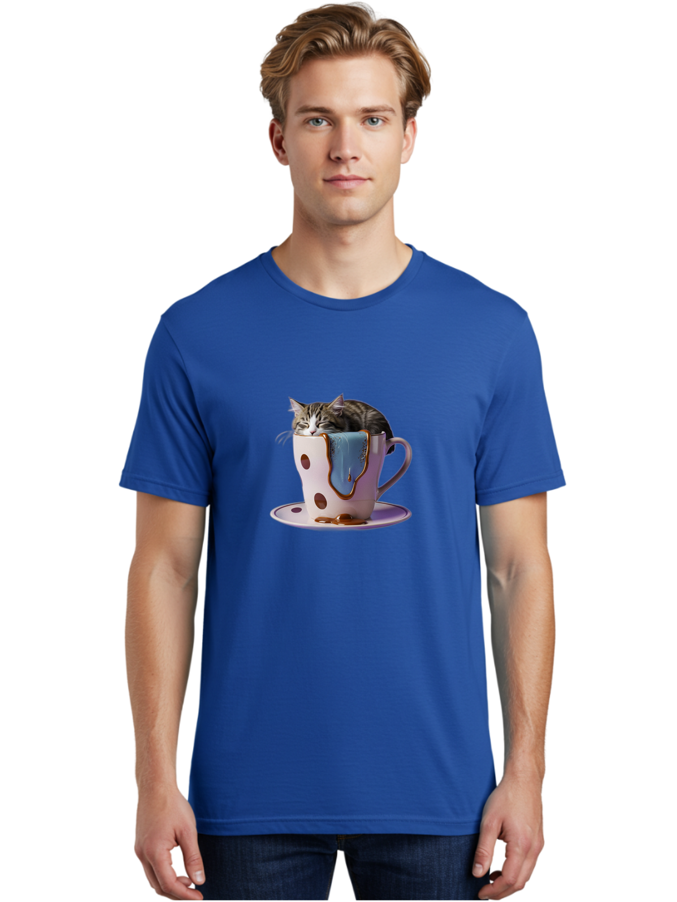 Cat-In-Tea-Cup-2 Men'S Graphic Tee, 100% Cotton, Comfortable Casual Summer Wear, Machine Washable, Vintage Camera, Old Camera, Antique Camera, Black Camera, Classic Photography, Photography Equipment, Nostalgic Device, Film Camera, Camera Art Bak210 21