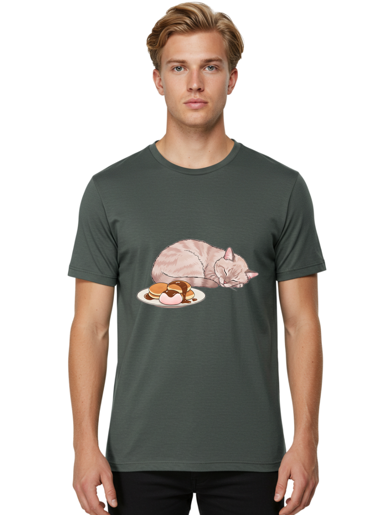 Cat-Sleeping-Near-Pancakes Men'S Graphic Tee, 100% Cotton, Comfortable Casual Summer Wear, Machine Washable, Vintage Camera, Old Camera, Antique Camera, Black Camera, Classic Photography, Photography Equipment, Nostalgic Device, Film Camera, Bak217 24