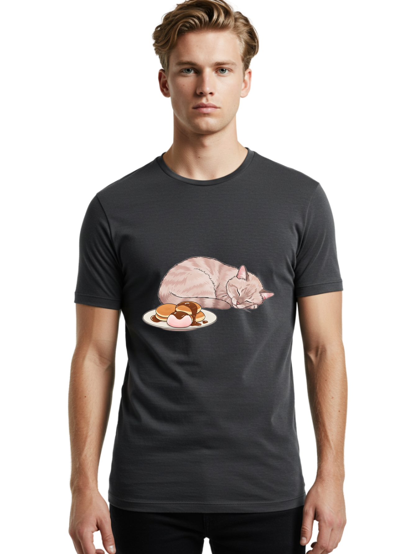 Cat-Sleeping-Near-Pancakes Men'S Graphic Tee, 100% Cotton, Comfortable Casual Summer Wear, Machine Washable, Vintage Camera, Old Camera, Antique Camera, Black Camera, Classic Photography, Photography Equipment, Nostalgic Device, Film Camera, Bak217 17