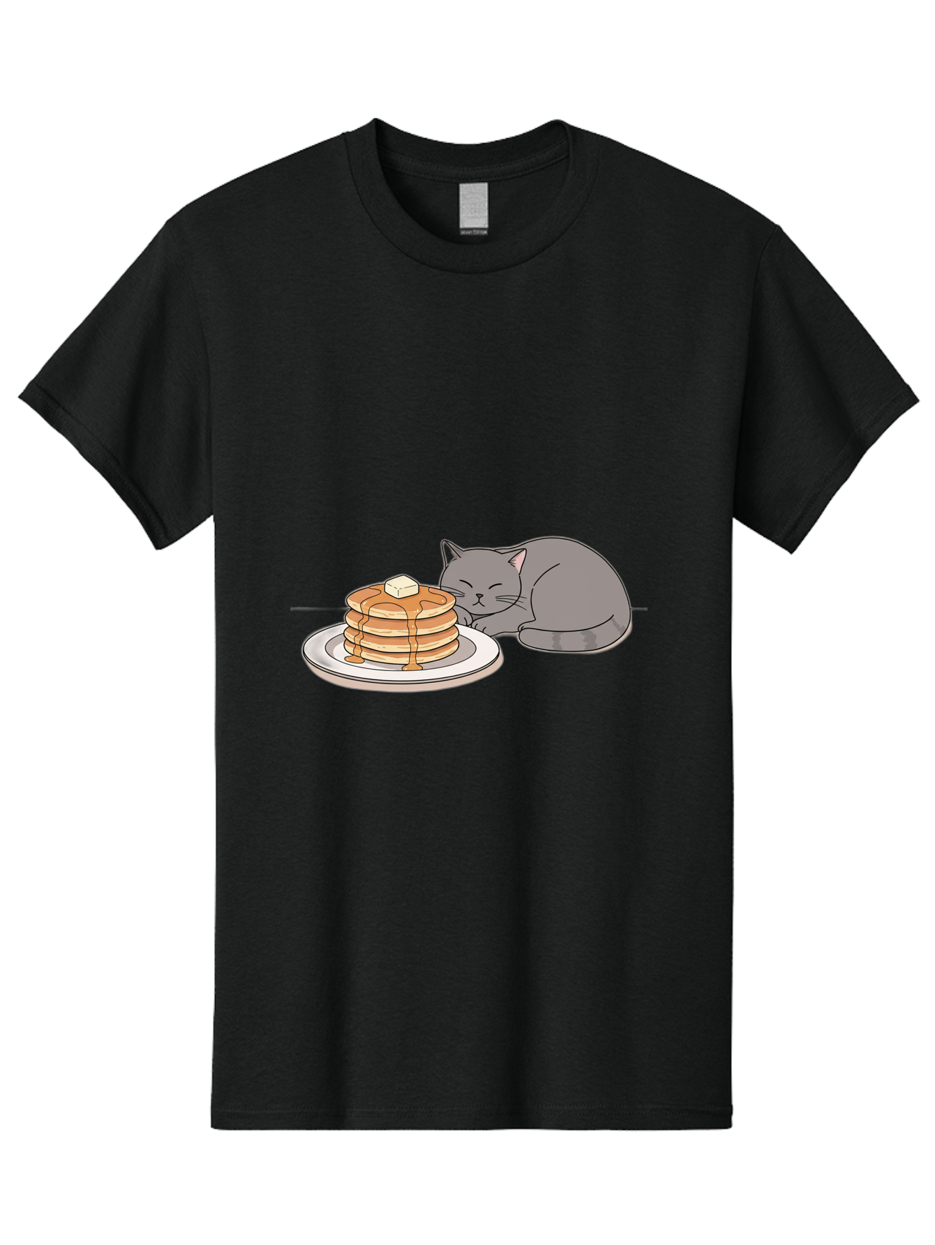 Cat-Sleeping-Next-To-Pancakes-1 Men'S Graphic Tee, 100% Cotton, Comfortable Casual Summer Wear, Machine Washable, Vintage Camera, Old Camera, Antique Camera, Black Camera, Classic Photography, Photography Equipment, Nostalgic Device, Bak218 7