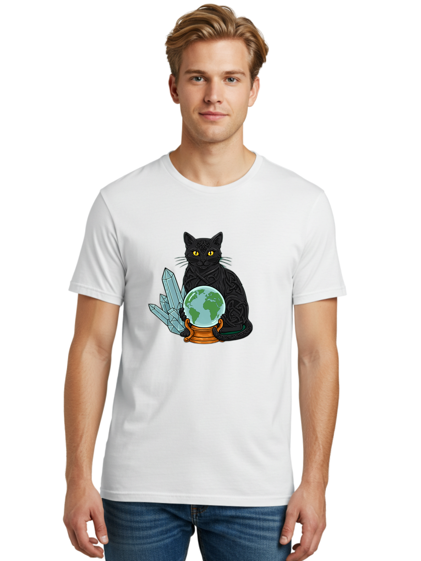Celtic-Cat-With-Globe Men'S Graphic Tee, 100% Cotton, Comfortable Casual Summer Wear, Machine Washable, Vintage Camera, Old Camera, Antique Camera, Black Camera, Classic Photography, Photography Equipment, Nostalgic Device, Film Camera, Bak225 21