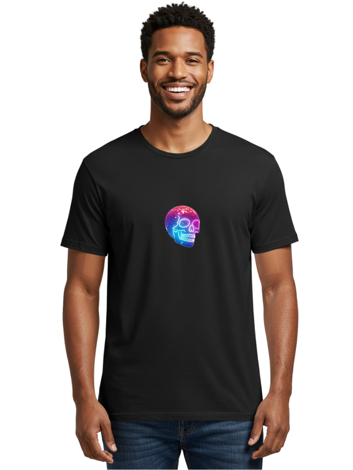 Disco-Skull Men'S Graphic Tee, 100% Cotton, Comfortable Casual Summer Wear, Machine Washable, Vintage Camera, Old Camera, Antique Camera, Black Camera, Classic Photography, Photography Equipment, Nostalgic Device, Film Camera, Camera Art Bak430 22