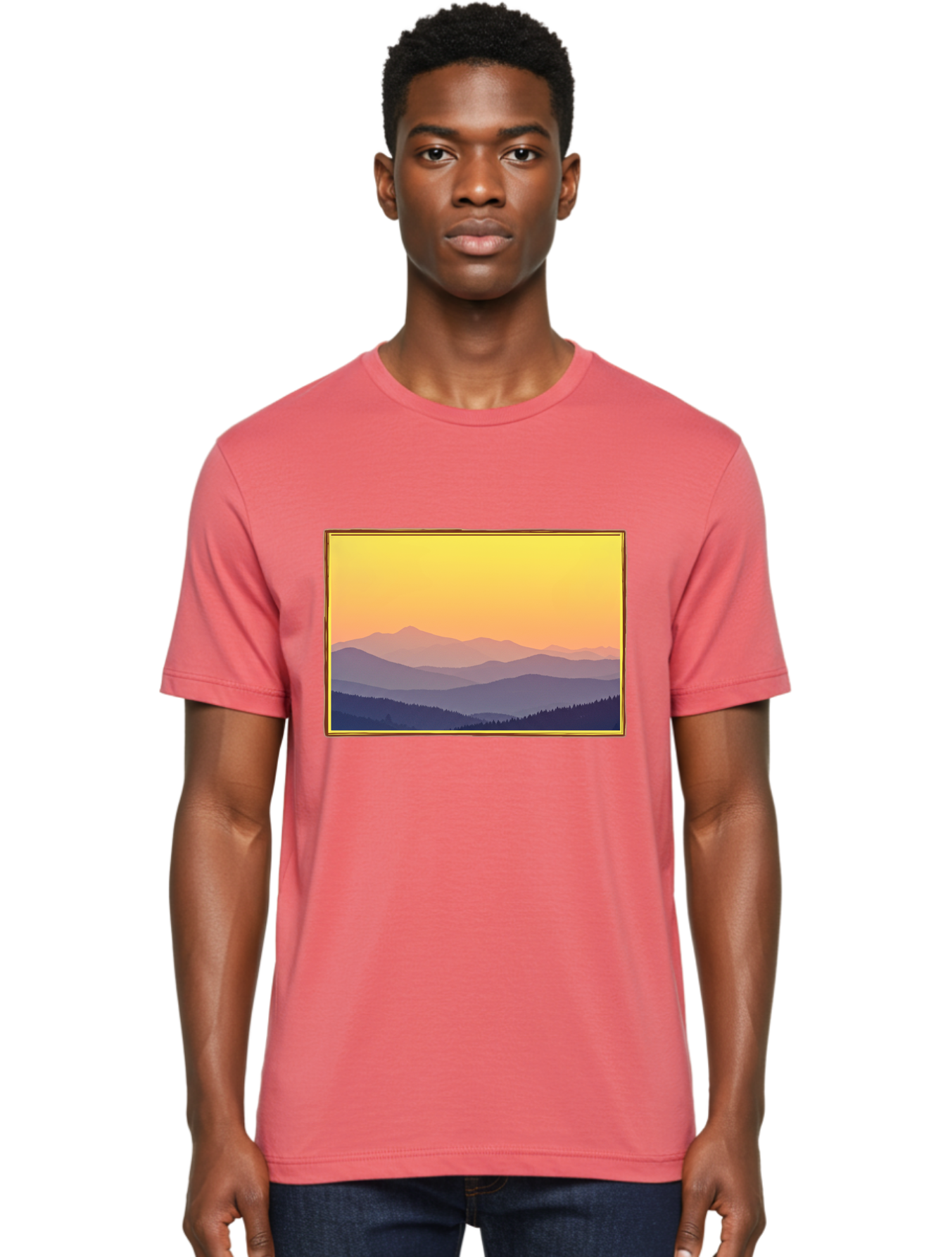 Layered-Mountains-At-Sunset Men'S Graphic Tee, 100% Cotton, Comfortable Casual Summer Wear, Machine Washable, Vintage Camera, Old Camera, Antique Camera, Black Camera, Classic Photography, Photography Equipment, Nostalgic Device, Film Camera, Bak802 22