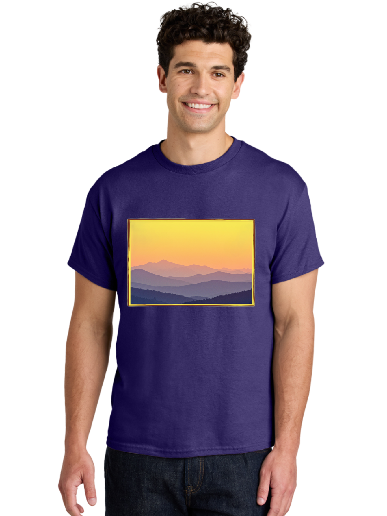 Layered-Mountains-At-Sunset Men'S Graphic Tee, 100% Cotton, Comfortable Casual Summer Wear, Machine Washable, Vintage Camera, Old Camera, Antique Camera, Black Camera, Classic Photography, Photography Equipment, Nostalgic Device, Film Camera, Bak802 30