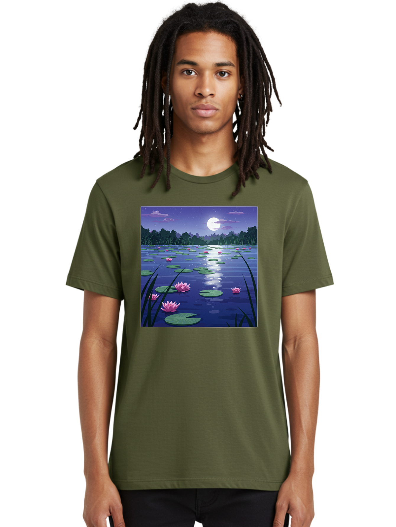 Lotus-Flowers-Under-Moonlight Men'S Graphic Tee, 100% Cotton, Comfortable Casual Summer Wear, Machine Washable, Vintage Camera, Old Camera, Antique Camera, Black Camera, Classic Photography, Photography Equipment, Nostalgic Device, Bak842 20