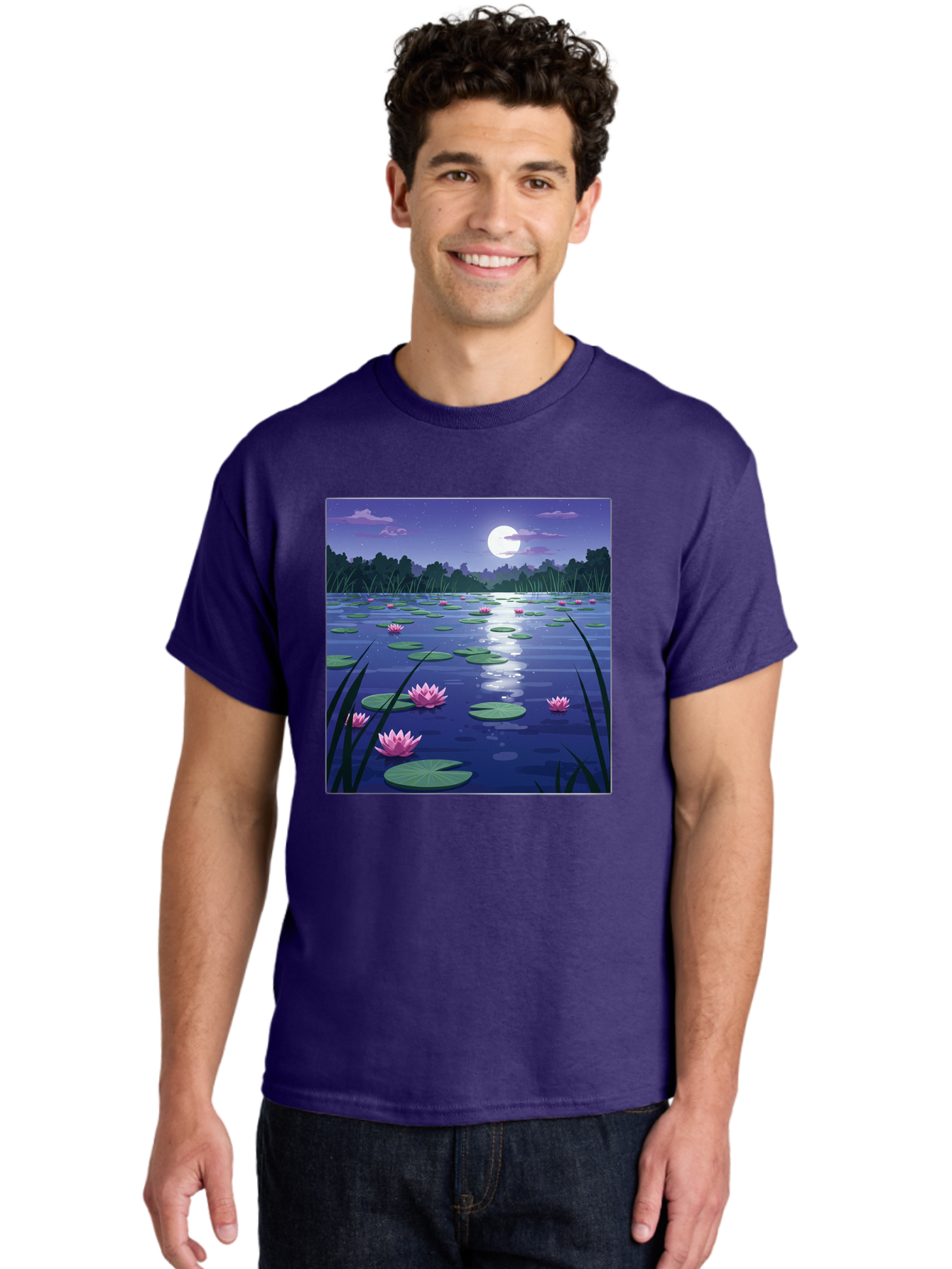 Lotus-Flowers-Under-Moonlight Men'S Graphic Tee, 100% Cotton, Comfortable Casual Summer Wear, Machine Washable, Vintage Camera, Old Camera, Antique Camera, Black Camera, Classic Photography, Photography Equipment, Nostalgic Device, Bak842 18