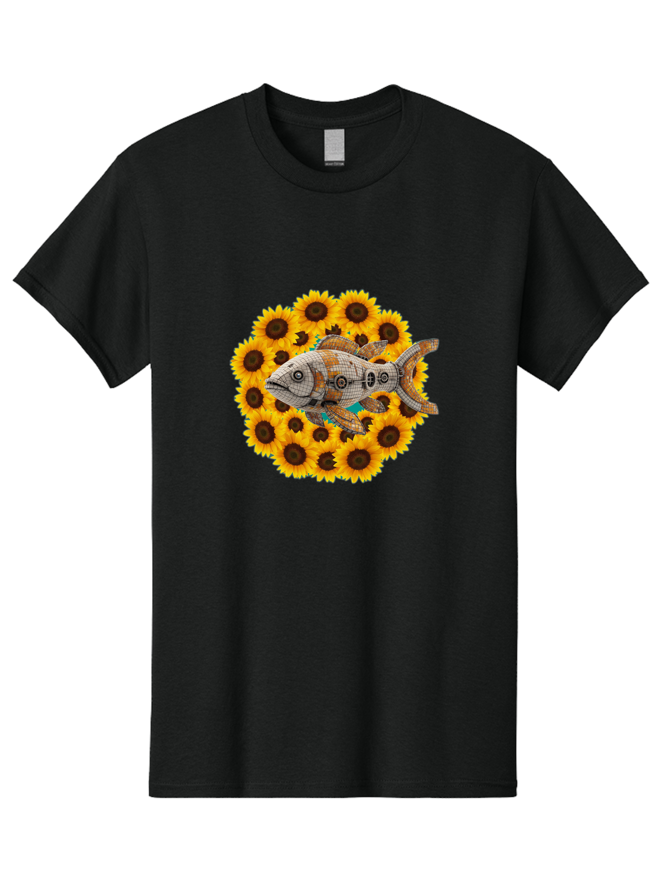 Mechanical-Fish-Sunflowers Men'S Graphic Tee, 100% Cotton, Comfortable Casual Summer Wear, Machine Washable, Vintage Camera, Old Camera, Antique Camera, Black Camera, Classic Photography, Photography Equipment, Nostalgic Device, Film Camera, Bak857 14