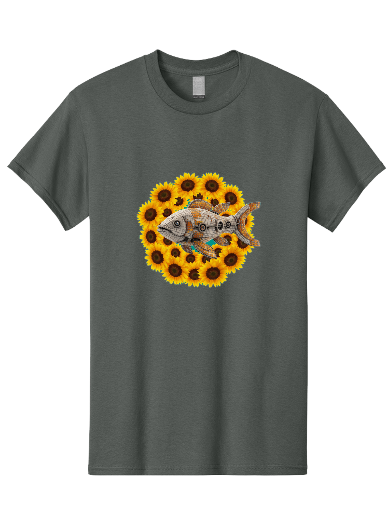 Mechanical-Fish-Sunflowers Men'S Graphic Tee, 100% Cotton, Comfortable Casual Summer Wear, Machine Washable, Vintage Camera, Old Camera, Antique Camera, Black Camera, Classic Photography, Photography Equipment, Nostalgic Device, Film Camera, Bak857 6