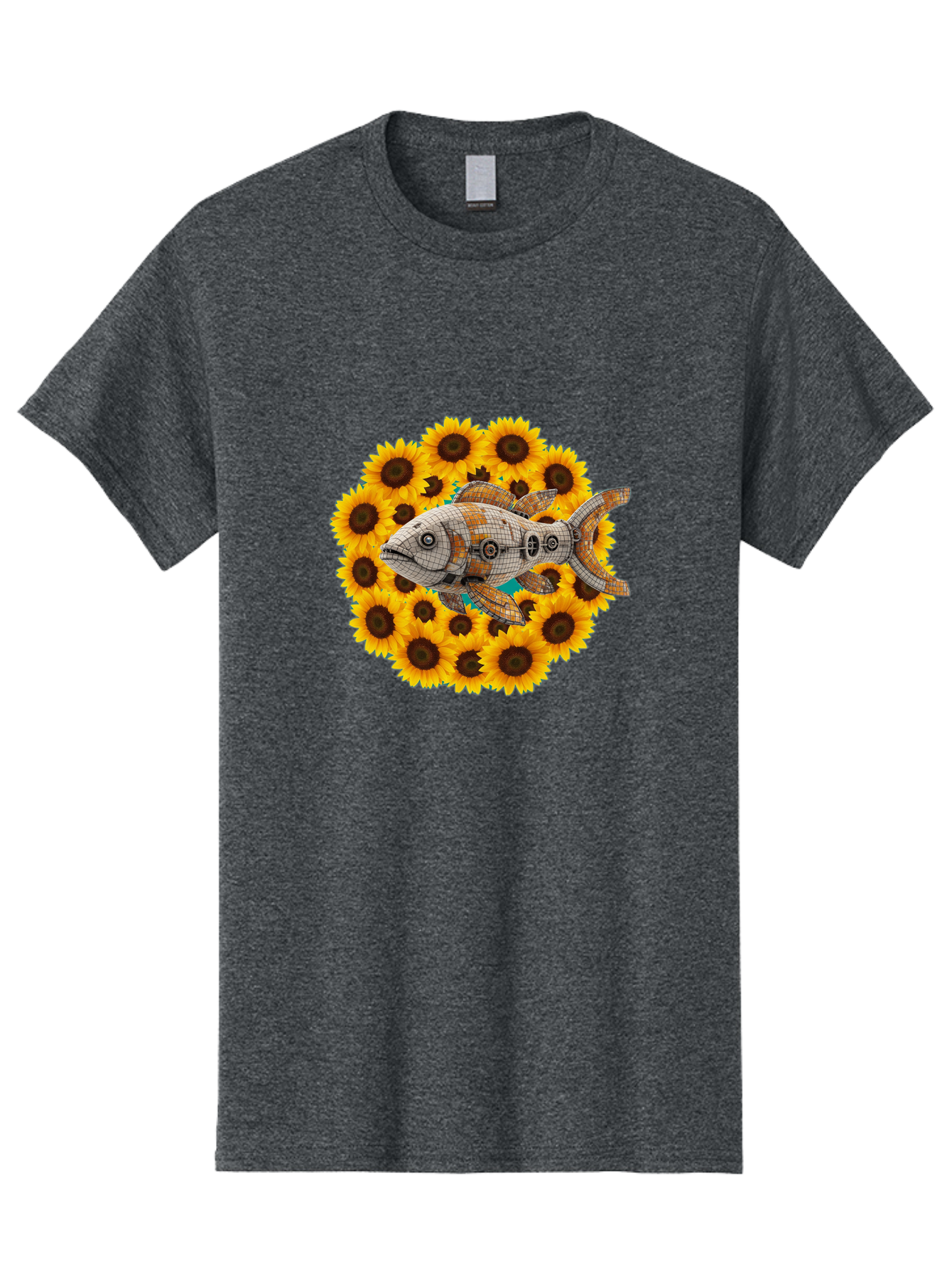 Mechanical-Fish-Sunflowers Men'S Graphic Tee, 100% Cotton, Comfortable Casual Summer Wear, Machine Washable, Vintage Camera, Old Camera, Antique Camera, Black Camera, Classic Photography, Photography Equipment, Nostalgic Device, Film Camera, Bak857 10