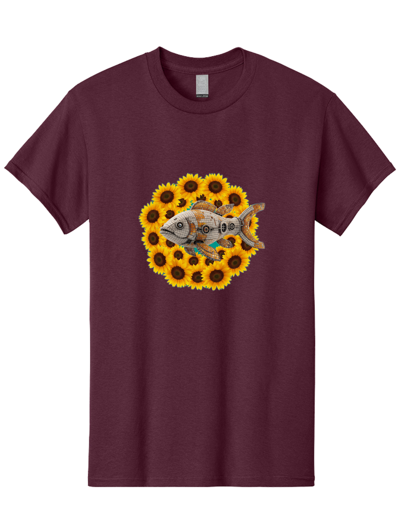 Mechanical-Fish-Sunflowers Men'S Graphic Tee, 100% Cotton, Comfortable Casual Summer Wear, Machine Washable, Vintage Camera, Old Camera, Antique Camera, Black Camera, Classic Photography, Photography Equipment, Nostalgic Device, Film Camera, Bak857 7