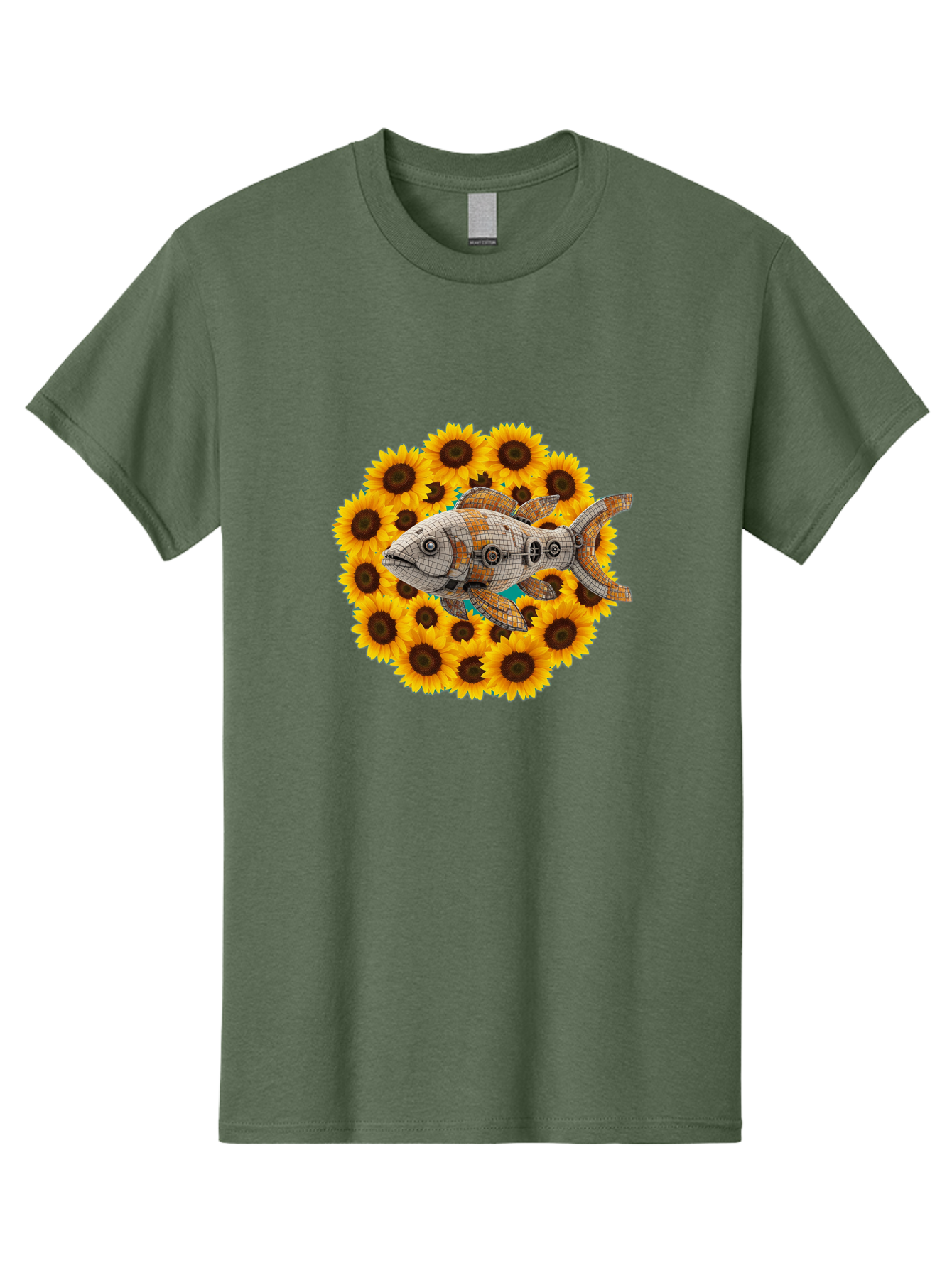 Mechanical-Fish-Sunflowers Men'S Graphic Tee, 100% Cotton, Comfortable Casual Summer Wear, Machine Washable, Vintage Camera, Old Camera, Antique Camera, Black Camera, Classic Photography, Photography Equipment, Nostalgic Device, Film Camera, Bak857 3