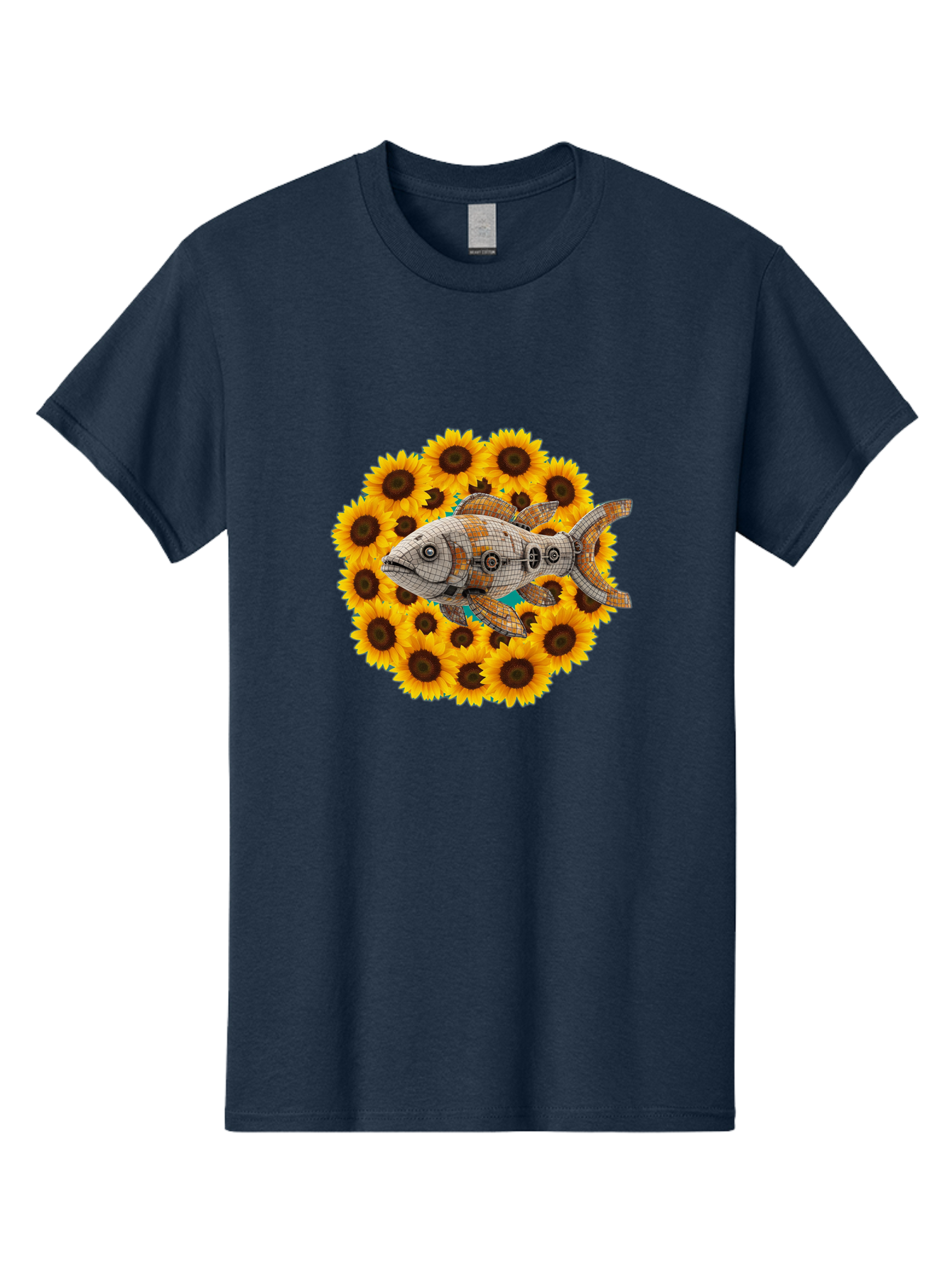 Mechanical-Fish-Sunflowers Men'S Graphic Tee, 100% Cotton, Comfortable Casual Summer Wear, Machine Washable, Vintage Camera, Old Camera, Antique Camera, Black Camera, Classic Photography, Photography Equipment, Nostalgic Device, Film Camera, Bak857 12