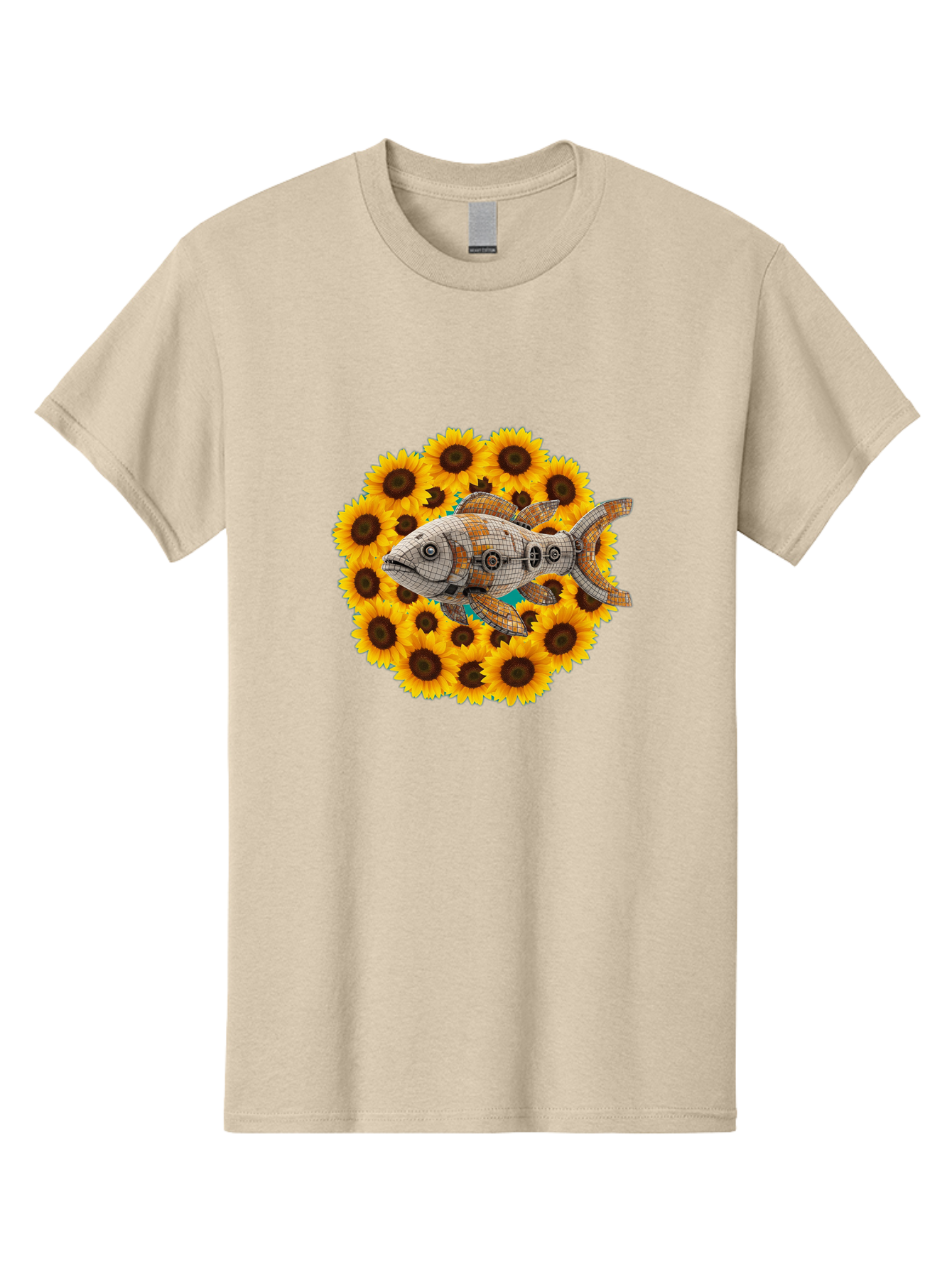 Mechanical-Fish-Sunflowers Men'S Graphic Tee, 100% Cotton, Comfortable Casual Summer Wear, Machine Washable, Vintage Camera, Old Camera, Antique Camera, Black Camera, Classic Photography, Photography Equipment, Nostalgic Device, Film Camera, Bak857 4