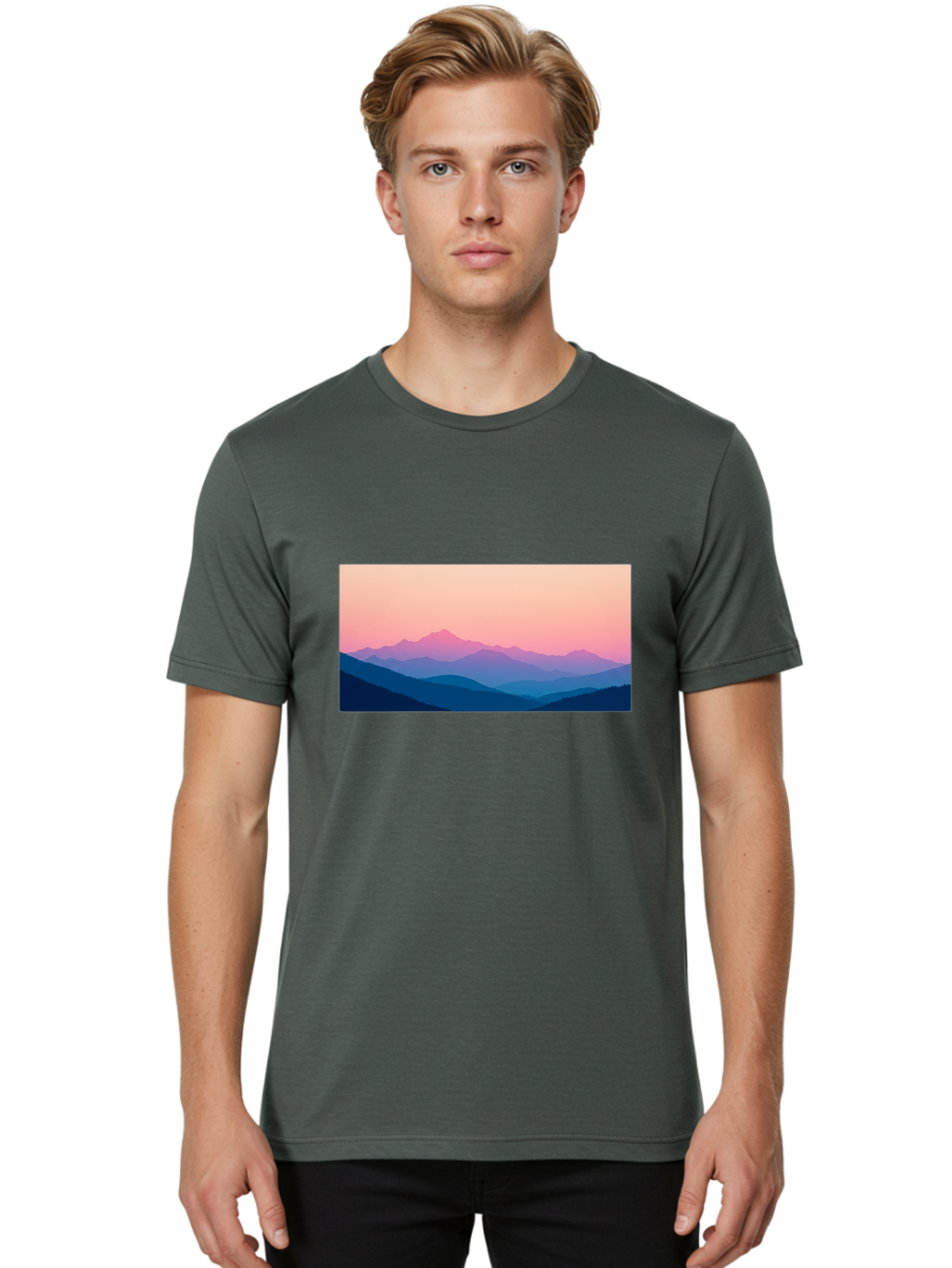 Mountain-Silhouettes Men'S Graphic Tee, 100% Cotton, Comfortable Casual Summer Wear, Machine Washable, Vintage Camera, Old Camera, Antique Camera, Black Camera, Classic Photography, Photography Equipment, Nostalgic Device, Film Camera, Bak913 17
