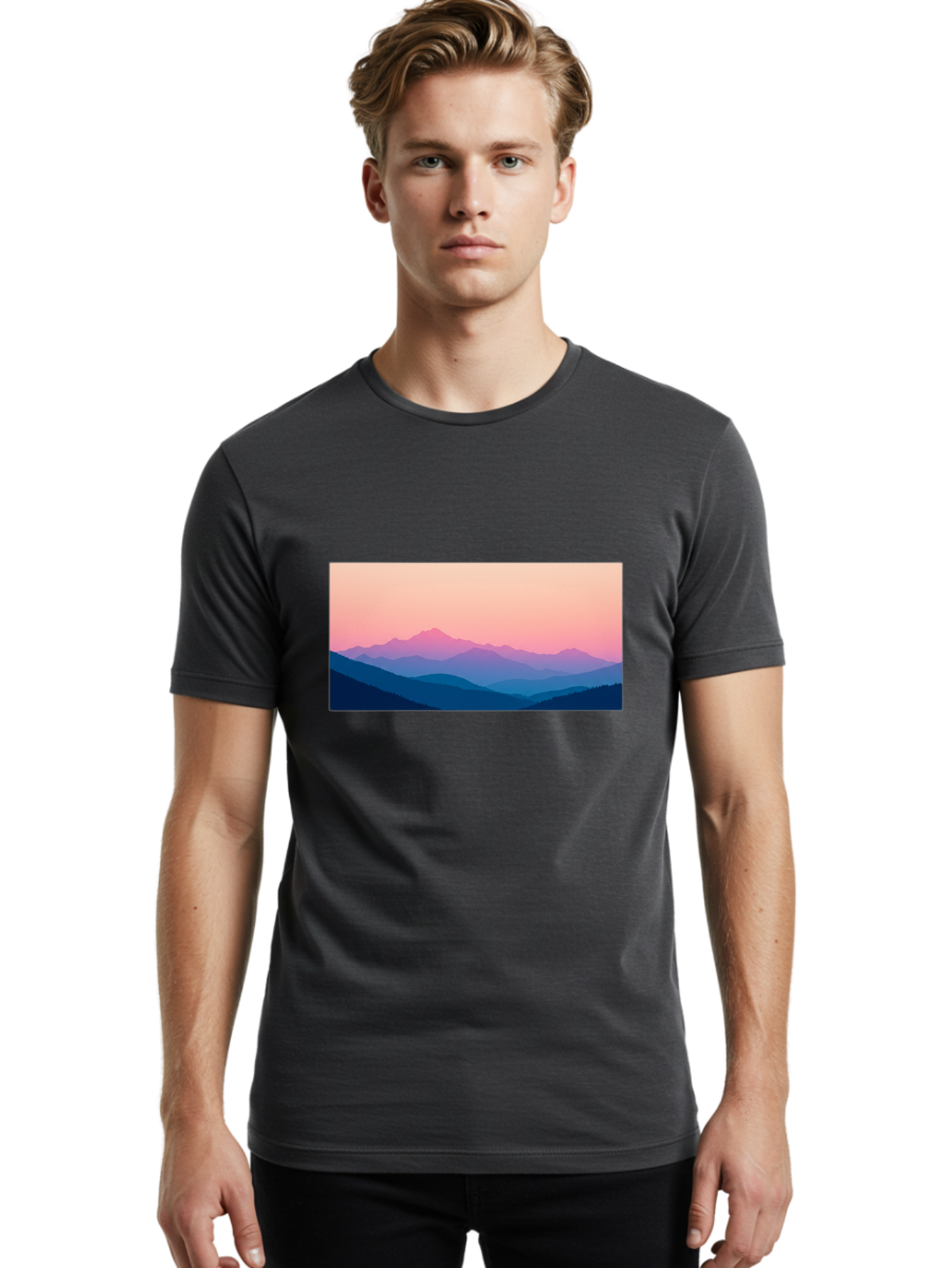 Mountain-Silhouettes Men'S Graphic Tee, 100% Cotton, Comfortable Casual Summer Wear, Machine Washable, Vintage Camera, Old Camera, Antique Camera, Black Camera, Classic Photography, Photography Equipment, Nostalgic Device, Film Camera, Bak913 29