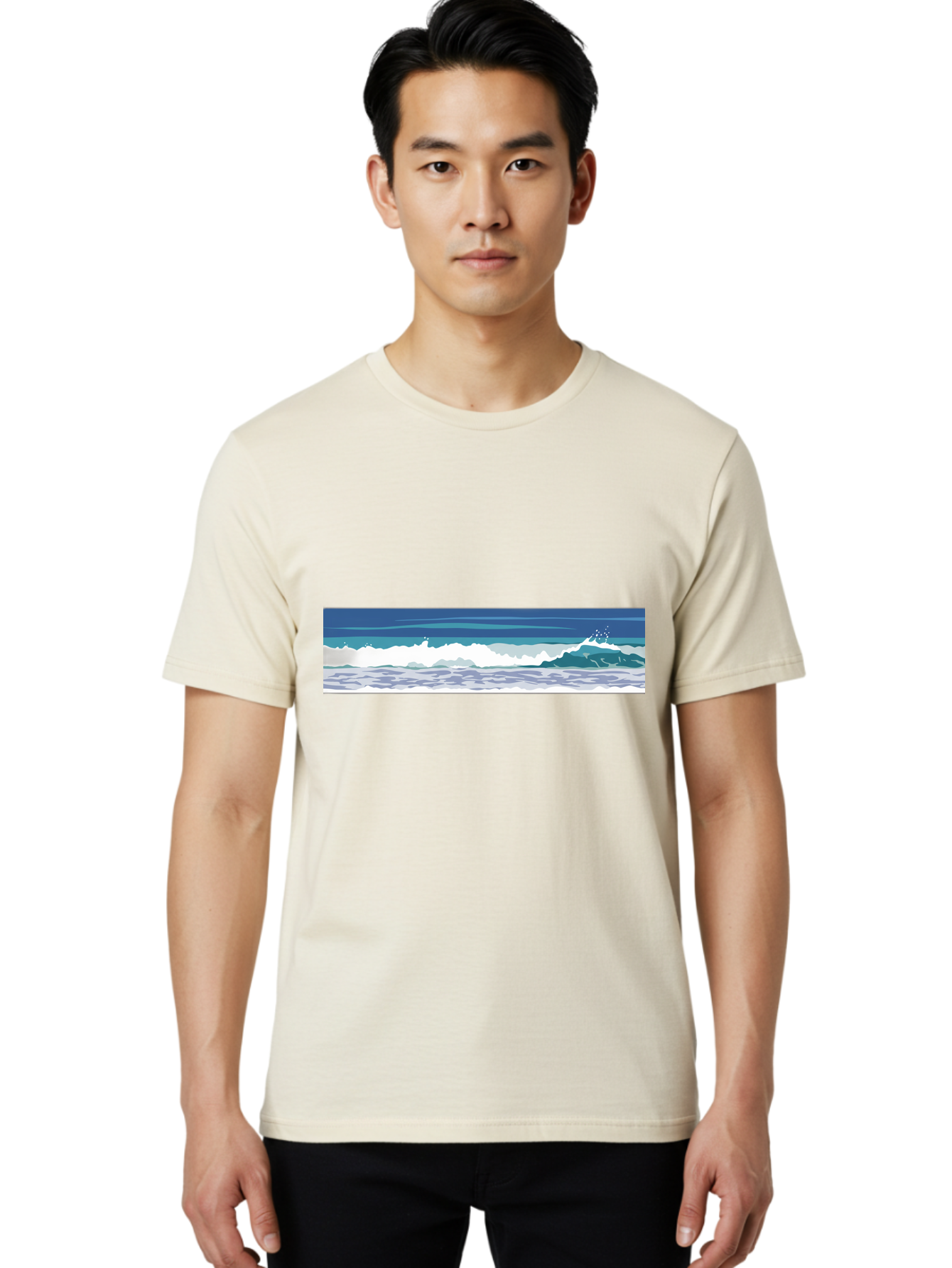 Ocean-Waves-1 Men'S Graphic Tee, 100% Cotton, Comfortable Casual Summer Wear, Machine Washable, Vintage Camera, Old Camera, Antique Camera, Black Camera, Classic Photography, Photography Equipment, Nostalgic Device, Film Camera, Camera Art Bak986 30