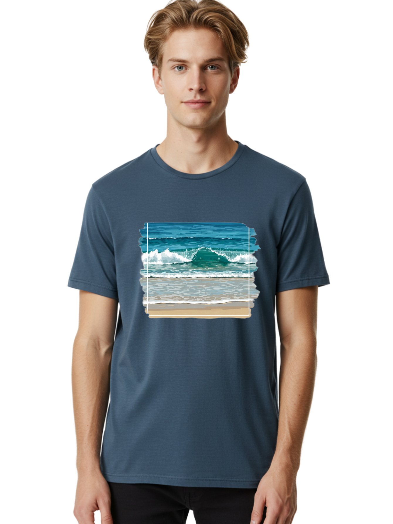Ocean-Waves-2 Men'S Graphic Tee, 100% Cotton, Comfortable Casual Summer Wear, Machine Washable, Vintage Camera, Old Camera, Antique Camera, Black Camera, Classic Photography, Photography Equipment, Nostalgic Device, Film Camera, Camera Art Bak987 27