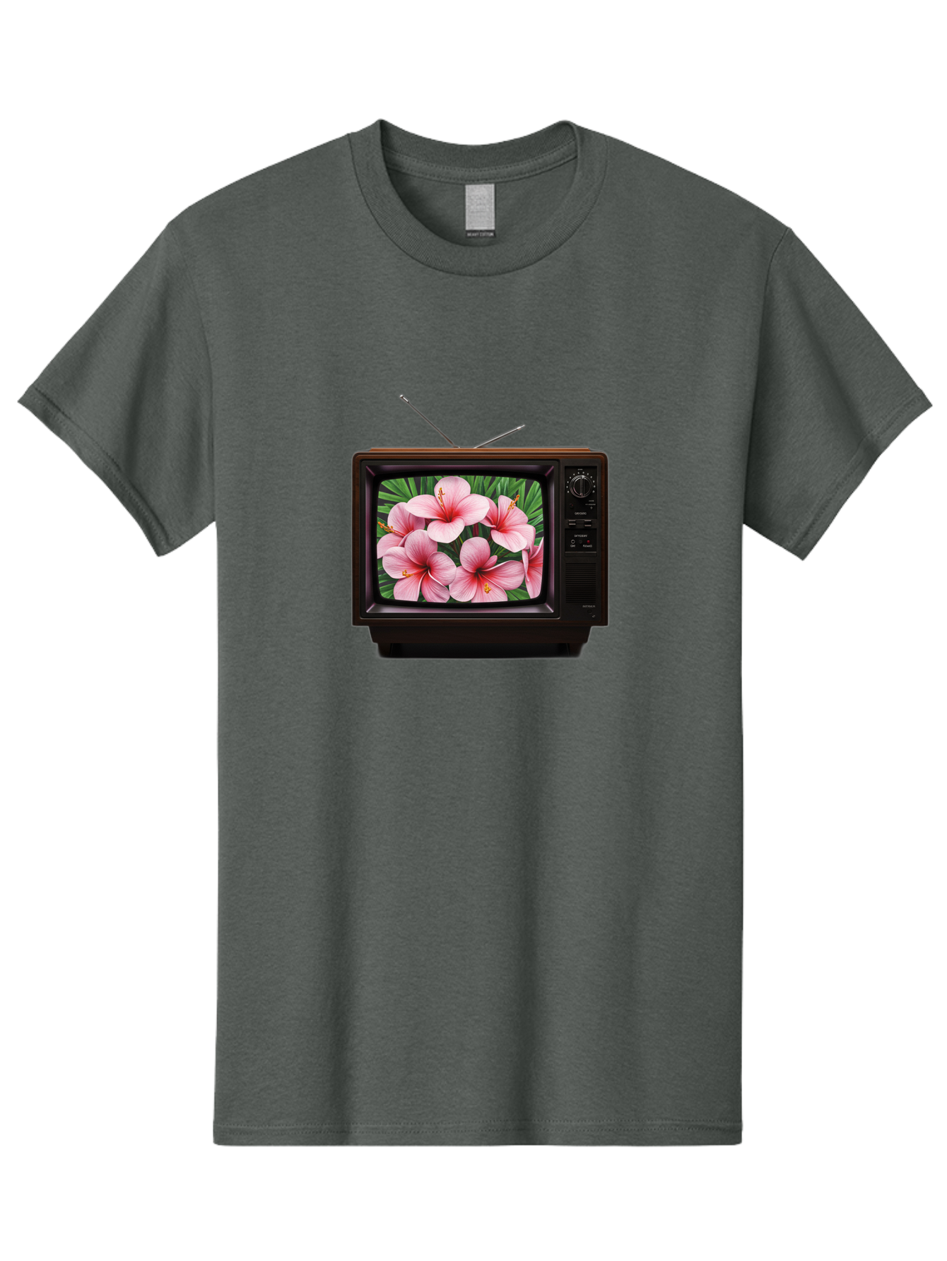 Old-Tv-With-Hibiscus-Flowers Men'S Graphic Tee, 100% Cotton, Comfortable Casual Summer Wear, Machine Washable, Vintage Camera, Old Camera, Antique Camera, Black Camera, Classic Photography, Photography Equipment, Nostalgic Device, Film Camera, Bak998 14