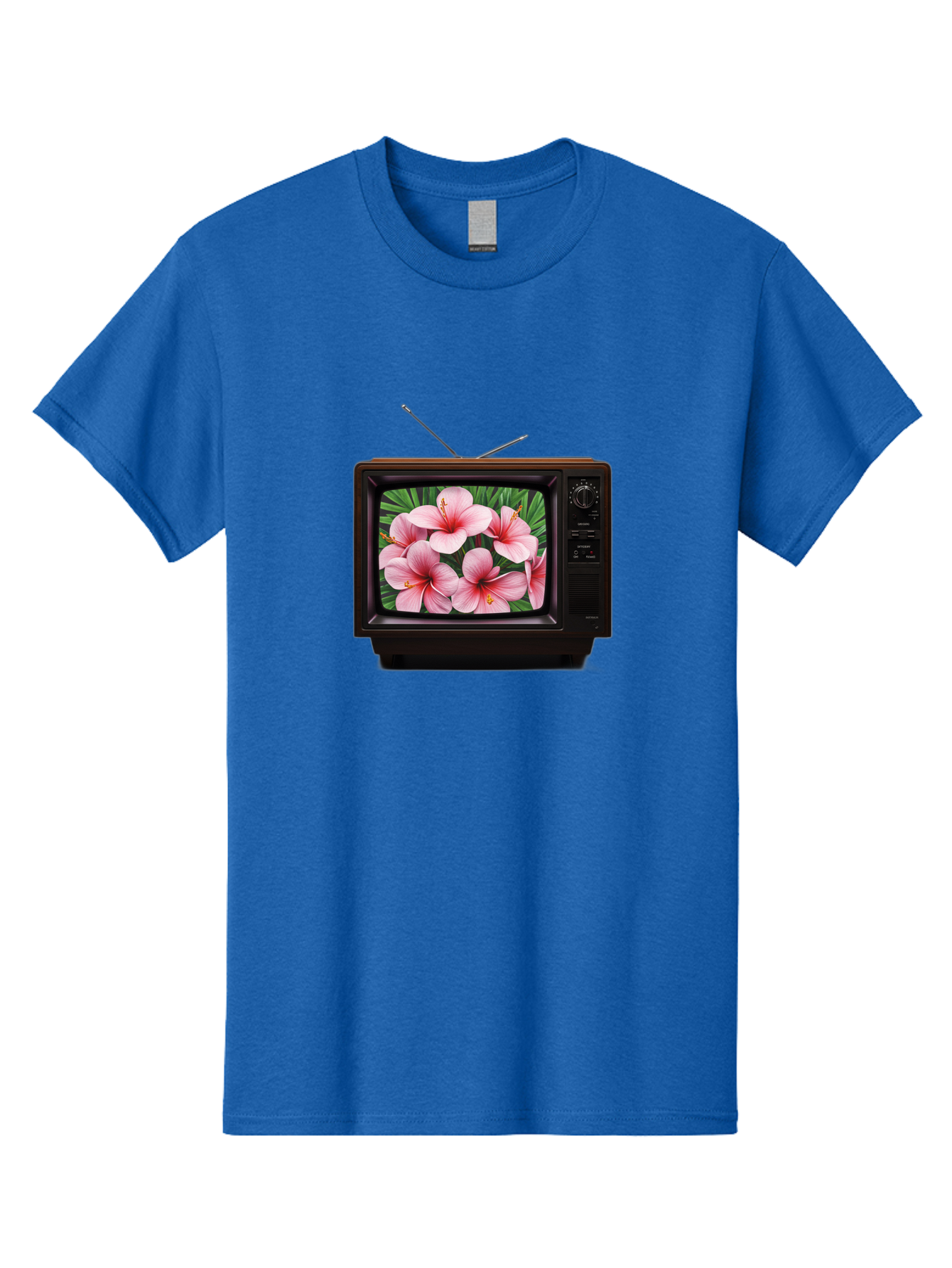 Old-Tv-With-Hibiscus-Flowers Men'S Graphic Tee, 100% Cotton, Comfortable Casual Summer Wear, Machine Washable, Vintage Camera, Old Camera, Antique Camera, Black Camera, Classic Photography, Photography Equipment, Nostalgic Device, Film Camera, Bak998 9