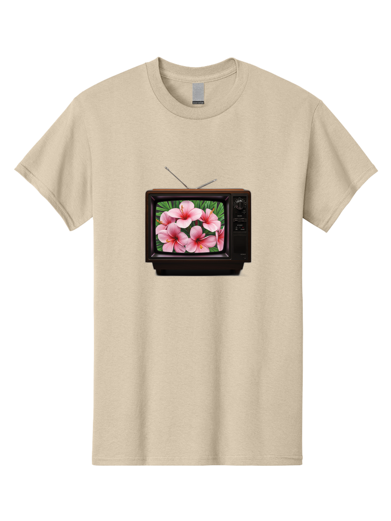 Old-Tv-With-Hibiscus-Flowers Men'S Graphic Tee, 100% Cotton, Comfortable Casual Summer Wear, Machine Washable, Vintage Camera, Old Camera, Antique Camera, Black Camera, Classic Photography, Photography Equipment, Nostalgic Device, Film Camera, Bak998 4