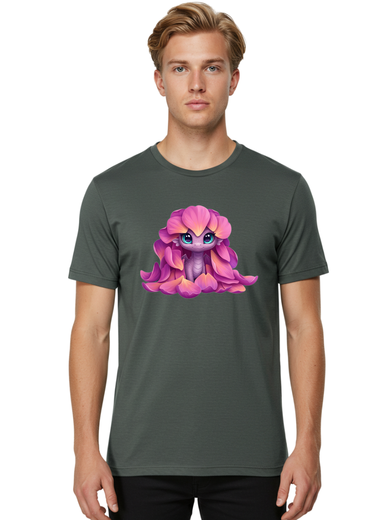 Pink-Flower-Dragon Men'S Graphic Tee, 100% Cotton, Comfortable Casual Summer Wear, Machine Washable, Vintage Camera, Old Camera, Antique Camera, Black Camera, Classic Photography, Photography Equipment, Nostalgic Device, Film Camera, Bal124 19