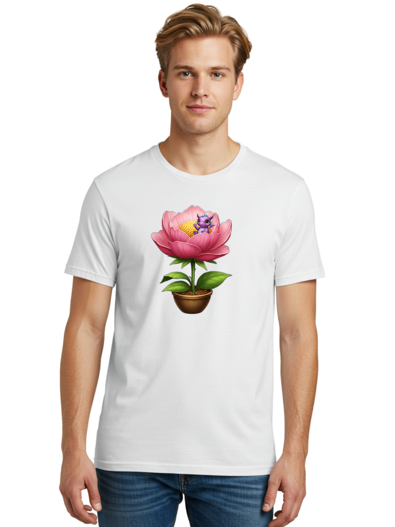 Pink-Flower-With-Purple-Dragon Men'S Graphic Tee, 100% Cotton, Comfortable Casual Summer Wear, Machine Washable, Vintage Camera, Old Camera, Antique Camera, Black Camera, Classic Photography, Photography Equipment, Nostalgic Device, Bal125 21