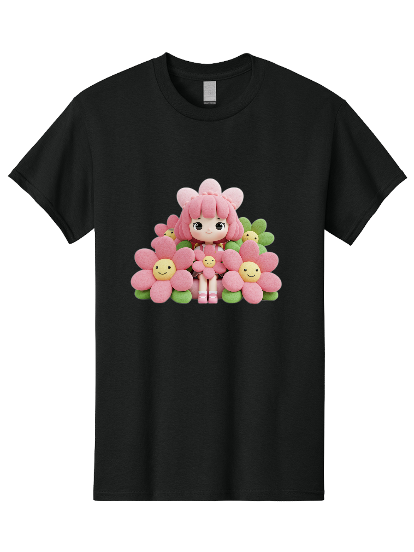 Pink-Haired-Doll-In-Flowers Men'S Graphic Tee, 100% Cotton, Comfortable Casual Summer Wear, Machine Washable, Vintage Camera, Old Camera, Antique Camera, Black Camera, Classic Photography, Photography Equipment, Nostalgic Device, Film Camera, Bal130 5