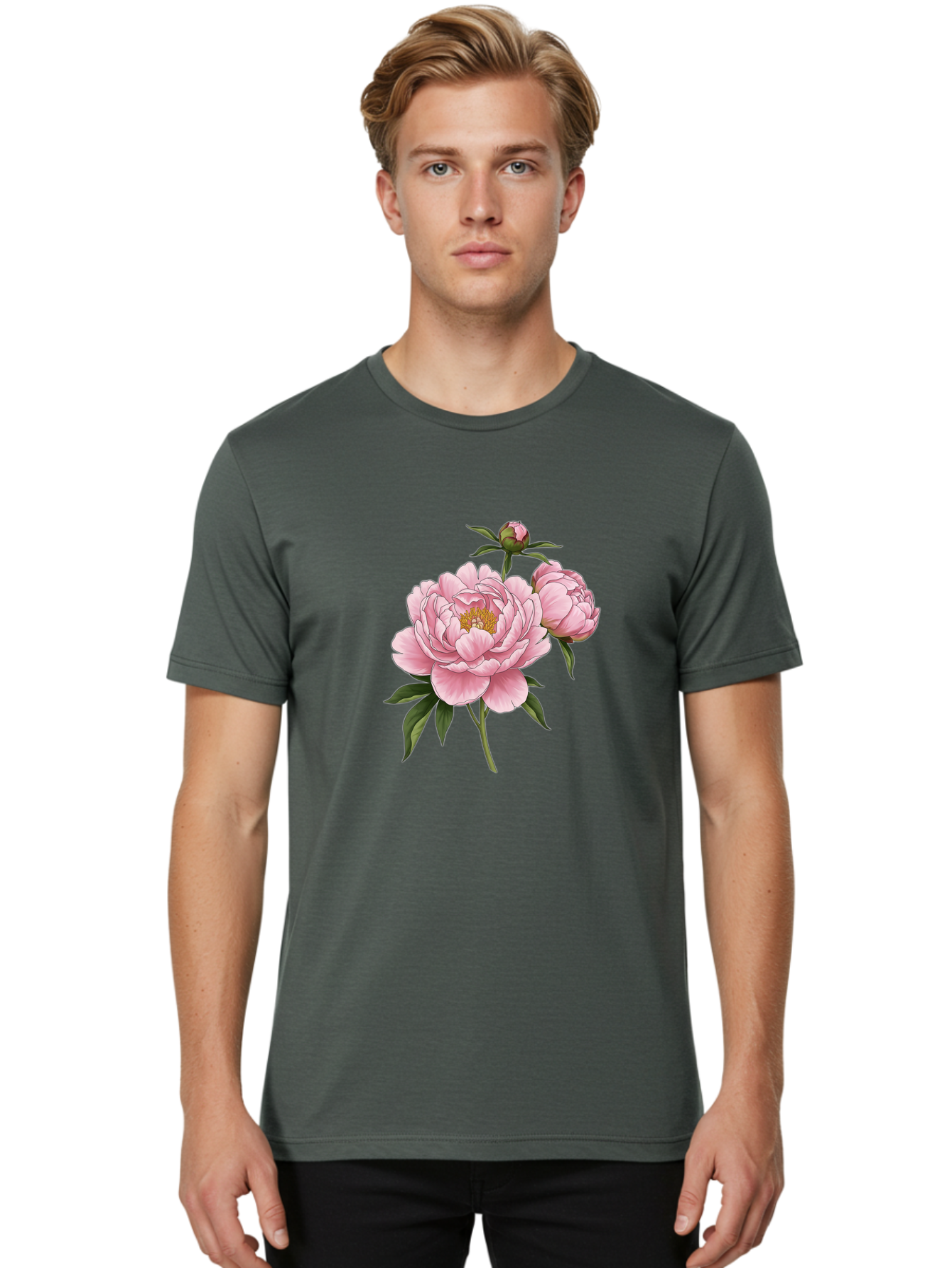 Pink-Peony-Flowers Men'S Graphic Tee, 100% Cotton, Comfortable Casual Summer Wear, Machine Washable, Vintage Camera, Old Camera, Antique Camera, Black Camera, Classic Photography, Photography Equipment, Nostalgic Device, Film Camera, Bal142 25