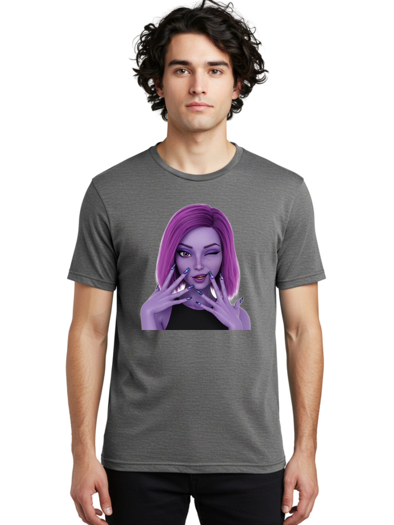 Purple-Woman-Portrait Men'S Graphic Tee, 100% Cotton, Comfortable Casual Summer Wear, Machine Washable, Vintage Camera, Old Camera, Antique Camera, Black Camera, Classic Photography, Photography Equipment, Nostalgic Device, Film Camera, Bal190 18
