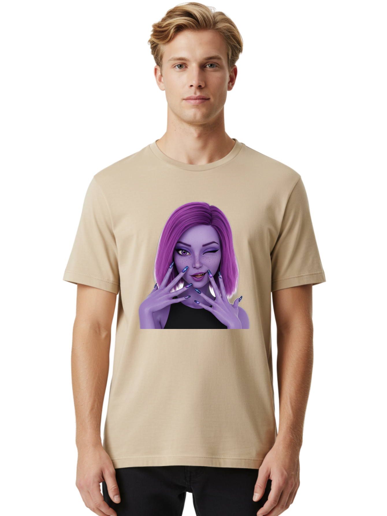 Purple-Woman-Portrait Men'S Graphic Tee, 100% Cotton, Comfortable Casual Summer Wear, Machine Washable, Vintage Camera, Old Camera, Antique Camera, Black Camera, Classic Photography, Photography Equipment, Nostalgic Device, Film Camera, Bal190 24