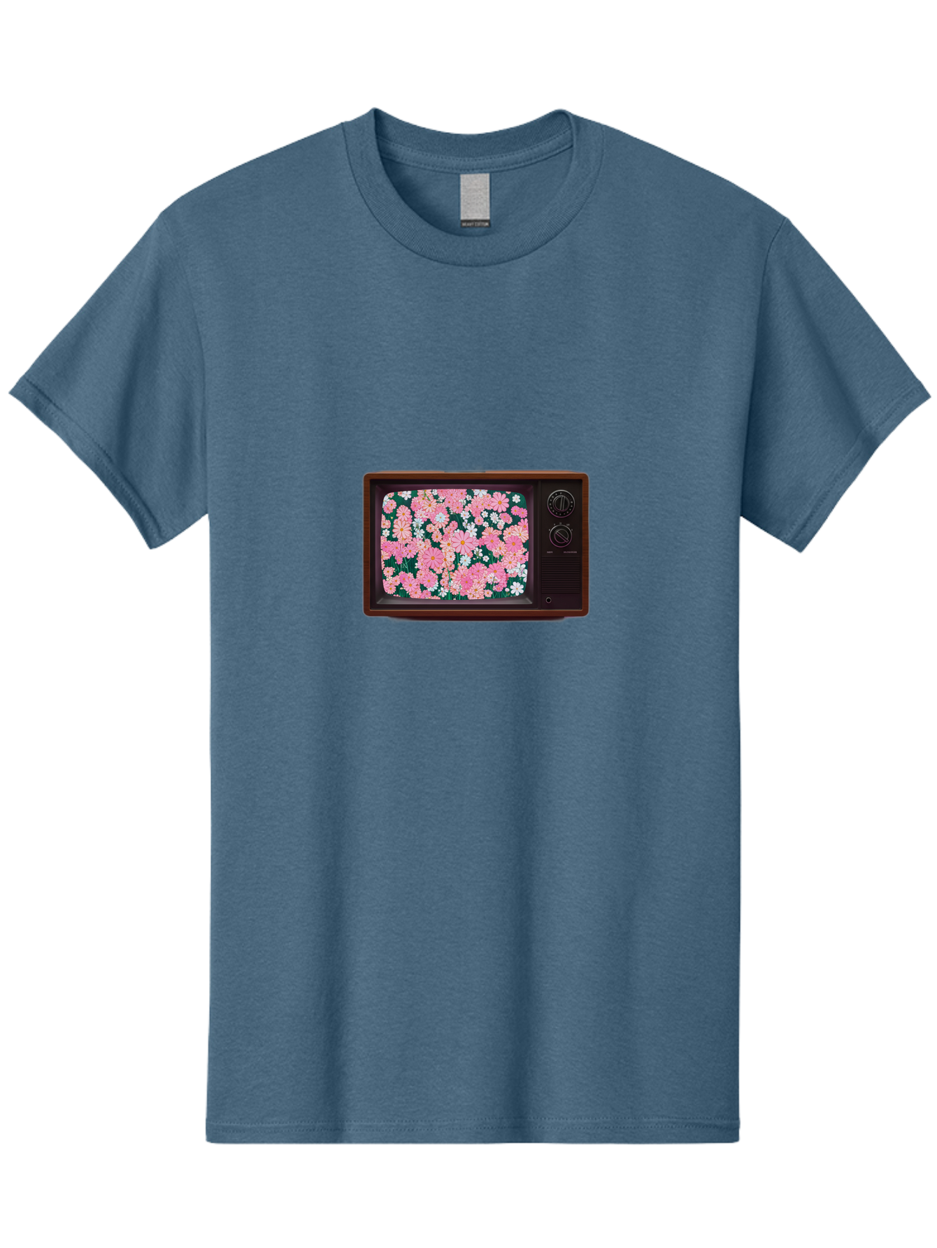 Retro-Tv-With-Flowers Men'S Graphic Tee, 100% Cotton, Comfortable Casual Summer Wear, Machine Washable, Vintage Camera, Old Camera, Antique Camera, Black Camera, Classic Photography, Photography Equipment, Nostalgic Device, Film Camera, Bal229 15