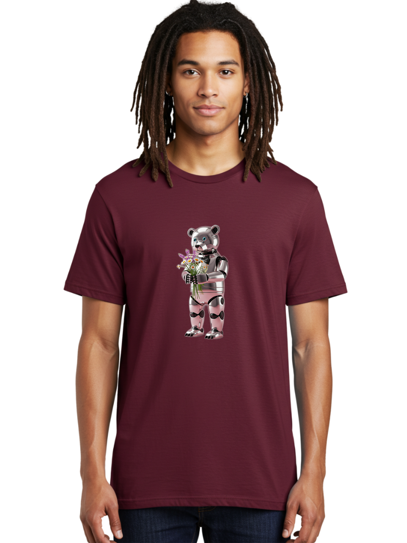 Robot-Bear-With-Flowers Men'S Graphic Tee, 100% Cotton, Comfortable Casual Summer Wear, Machine Washable, Vintage Camera, Old Camera, Antique Camera, Black Camera, Classic Photography, Photography Equipment, Nostalgic Device, Film Camera, Bal242 22